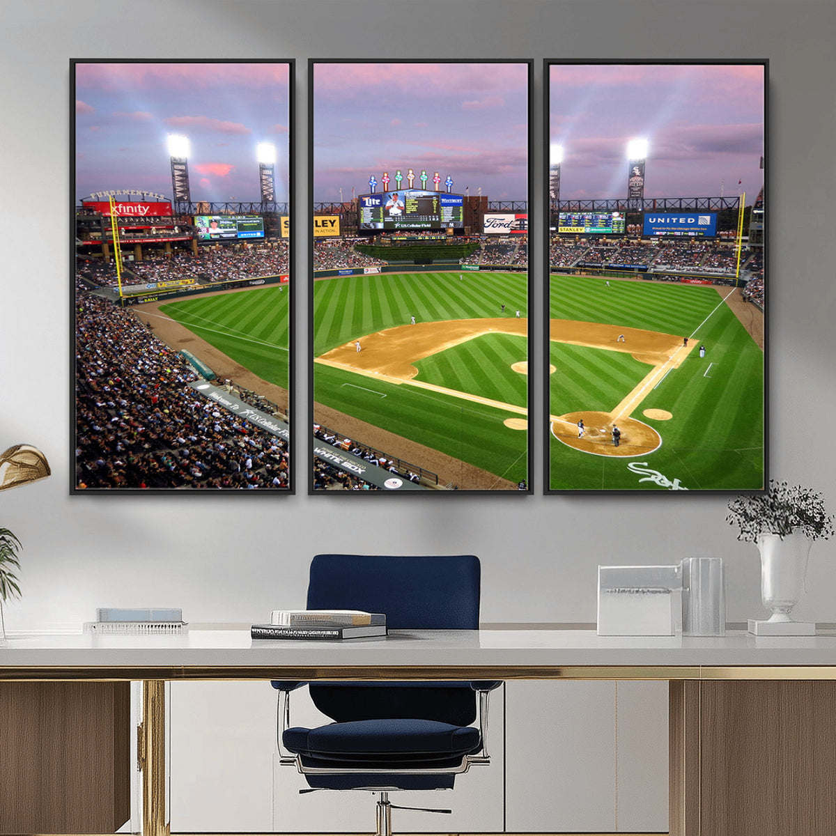 38470-MGV-CV-36X24 - Chicago White Sox Baseball Team Print Canvas, Guaranteed Rate Field Stadium Wall Art