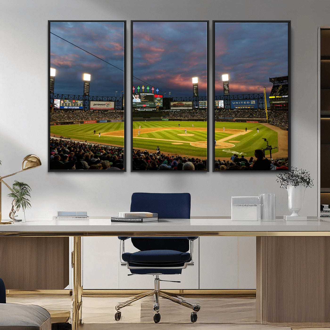 MGV-FC-48X32-3P - Chicago White Sox Baseball Team Print Canvas- Guaranteed Rate Field Stadium Wall Art Canvas Print