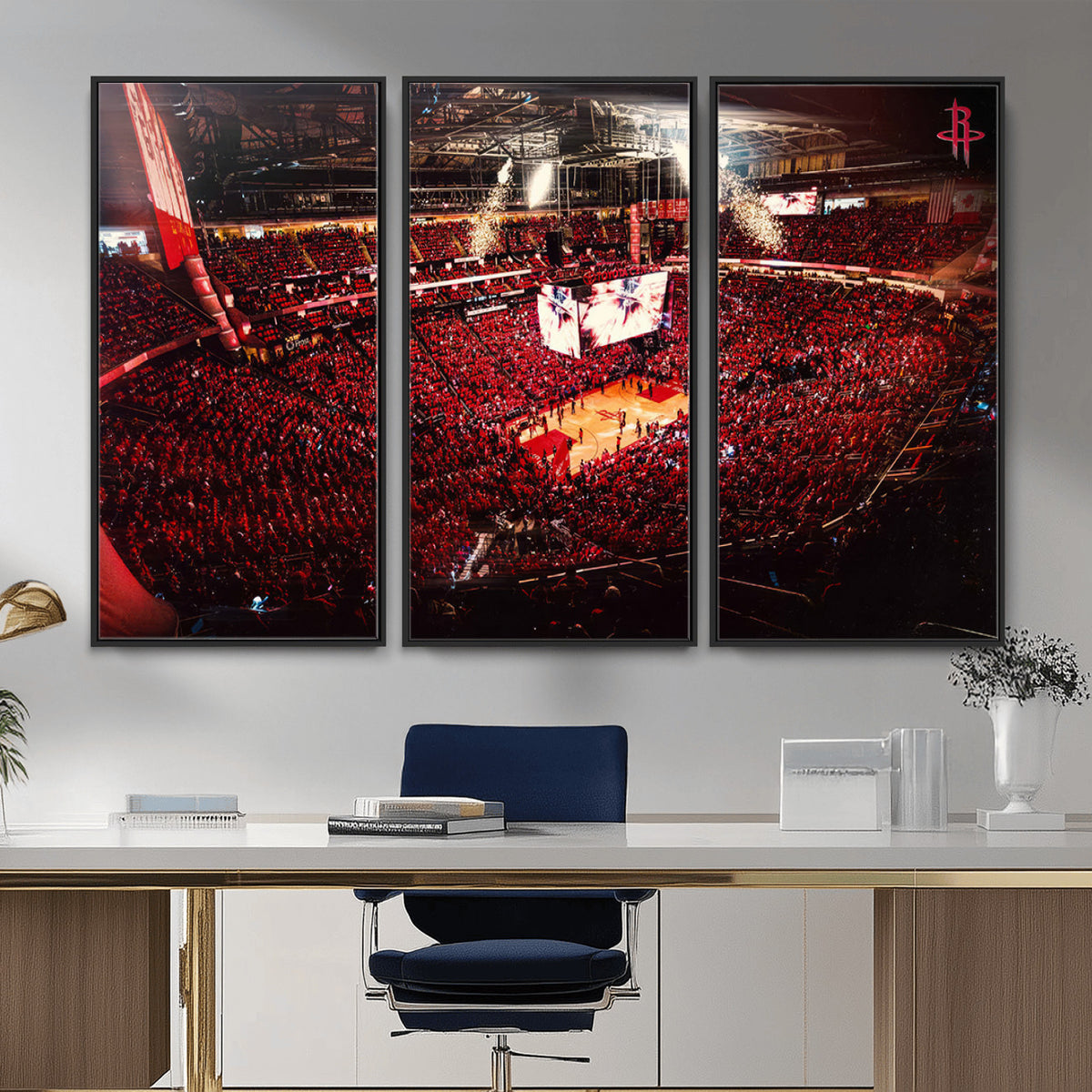 91527-MGV-CV-36X24 - Houston Rockets Basketball Team Print Canvas, Houston Toyota Center Arena Wall Art