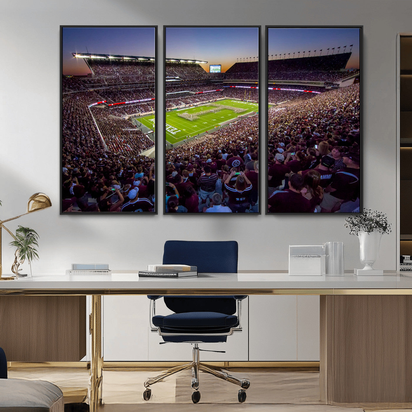 MGV-FC-48X32-3P - Texas A&M University Aggies Football Team Print - College Station Kyle Field Stadium Wall Art Canvas