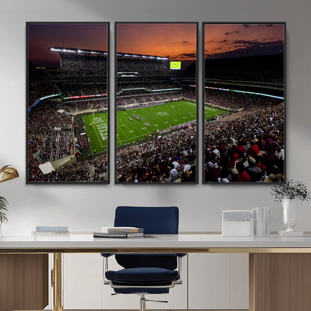 45603-MGV-CV-36X24 - Texas A&M Aggies Football Team Print, College Station Kyle Field Stadium Canvas Wall Art