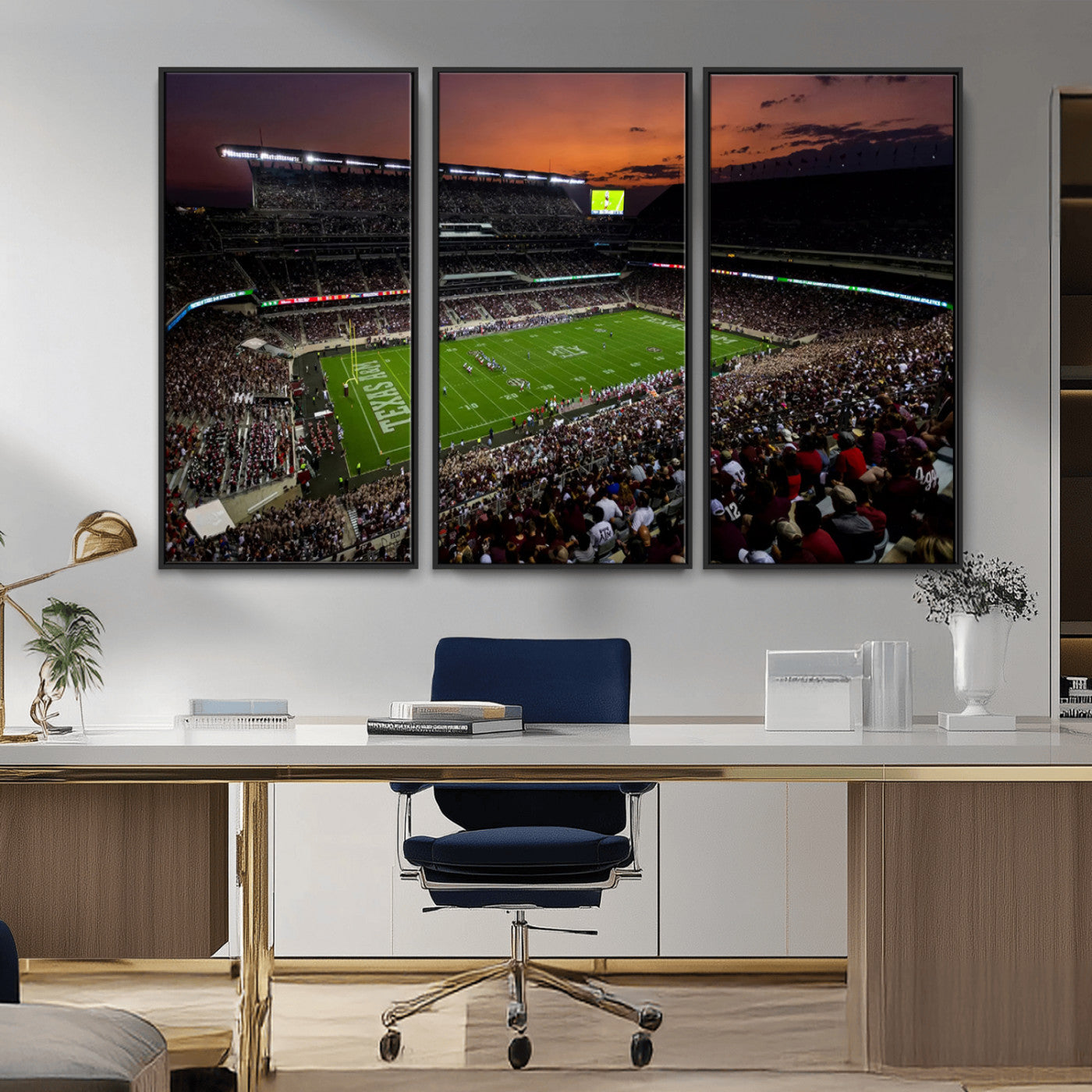 MGV-FC-48X32-3P - Texas A&M Aggies Football Team Print - College Station Kyle Field Stadium Wall Art Canvas Print