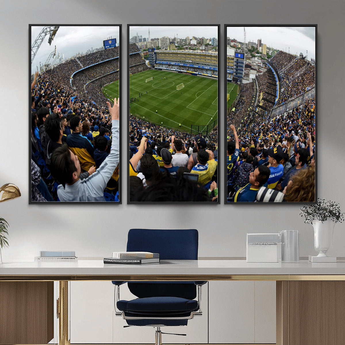 23173-MGV-CV-36X24 - Boca Juniors Soccer Team Print, Buenos Aires Bombonera, Framed and Ready to Hang