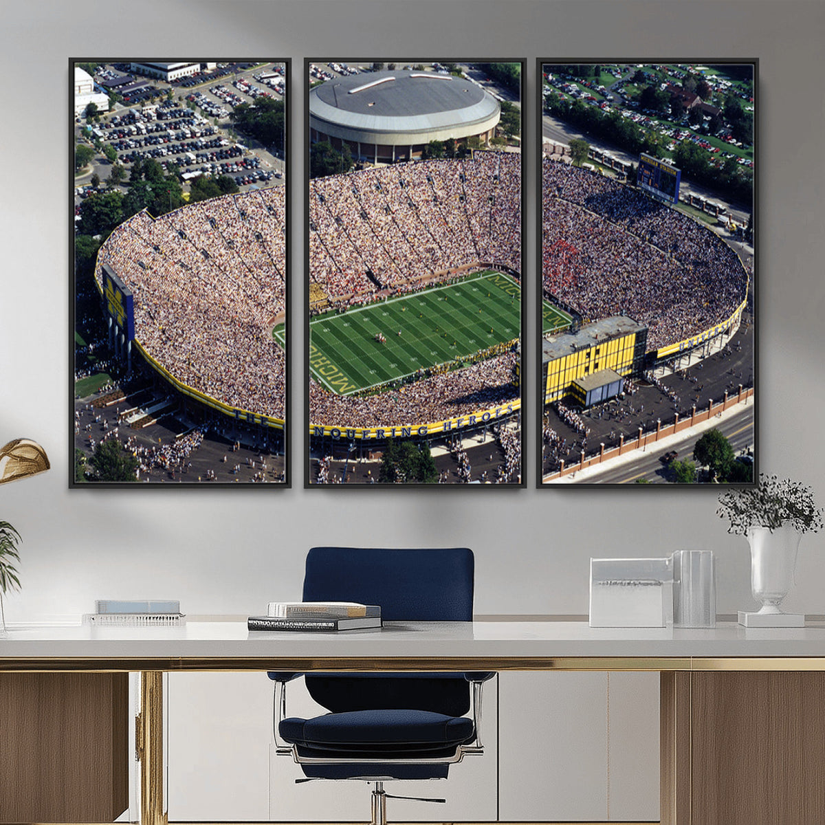 27314-MGV-CV-36X24 - Michigan Wolverines Football Team Print, Ann Arbor Michigan Stadium Wall Art