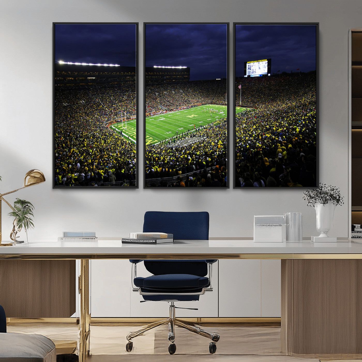 MGV-FC-48X32-3P - Michigan Wolverines Football Canvas Wall Decor, Football Team Print - Ann Arbor Michigan Stadium