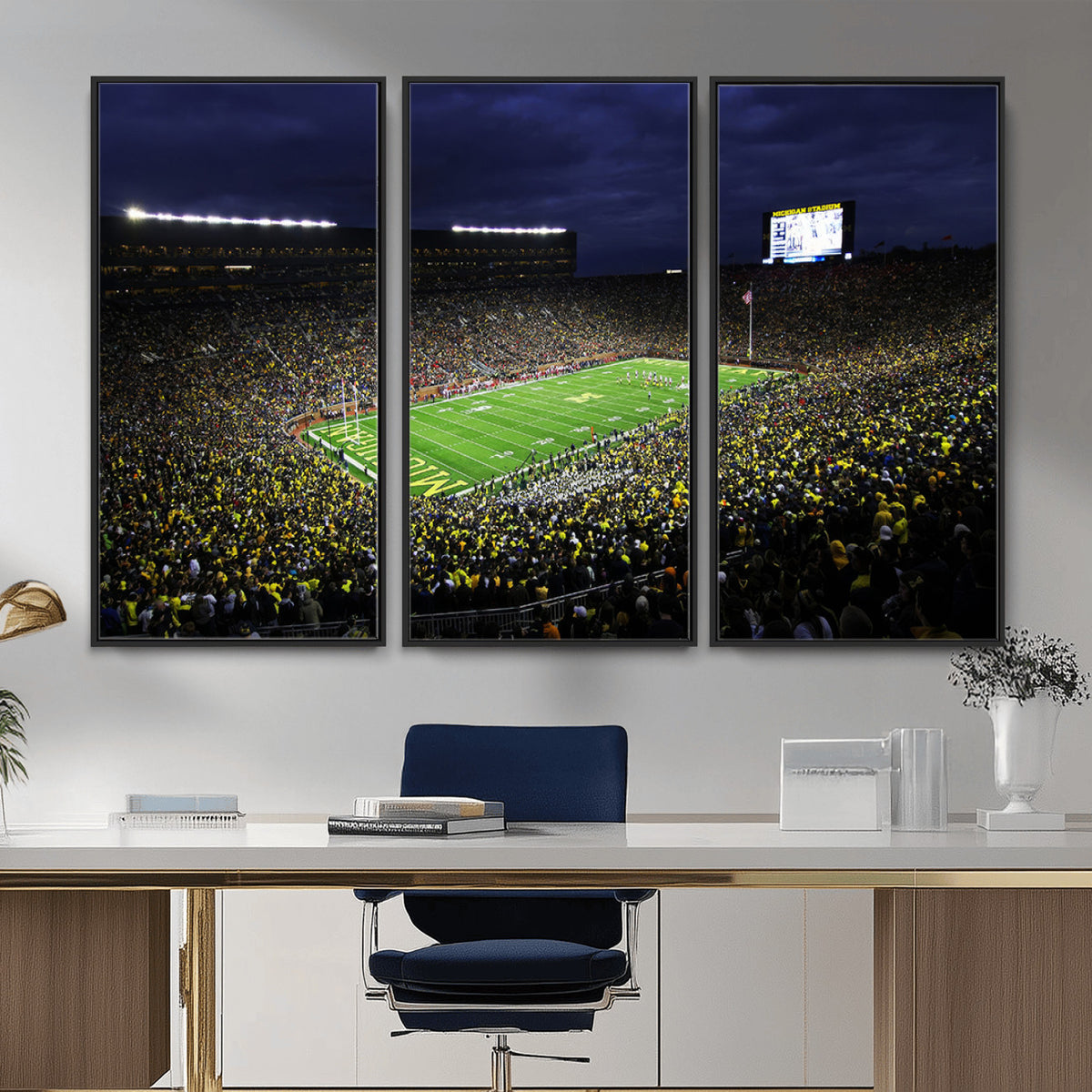 15448-MGV-CV-36X24 - Michigan Wolverines Football Canvas Wall Decor, Football Team Print, Ann Arbor Michigan Stadium