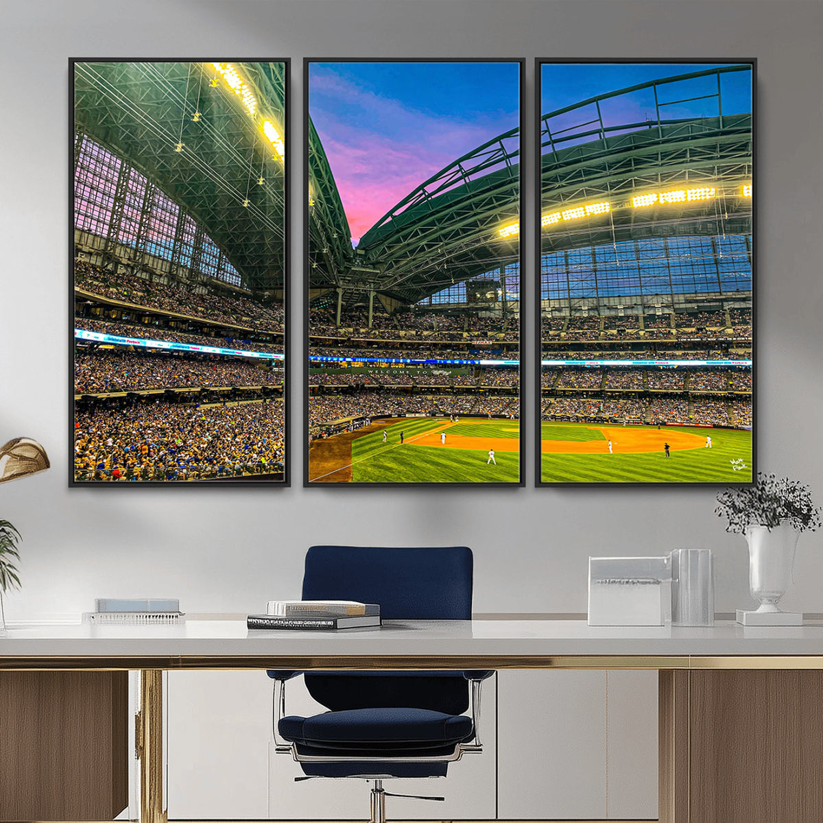 17006-MGV-CV-36X24 - Milwaukee Brewers Baseball Team Print Canvas, American Family Field Stadium Wall Art