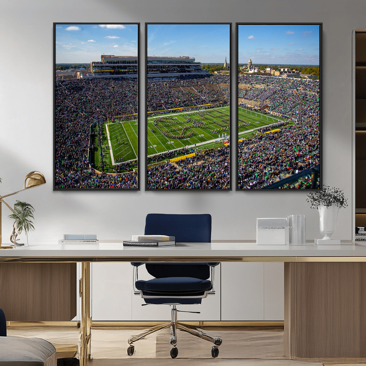 MGV-FC-48X32-3P - Notre Dame Fighting Irish Football Team Print - Notre Dame Stadium Wall Art Canvas Print