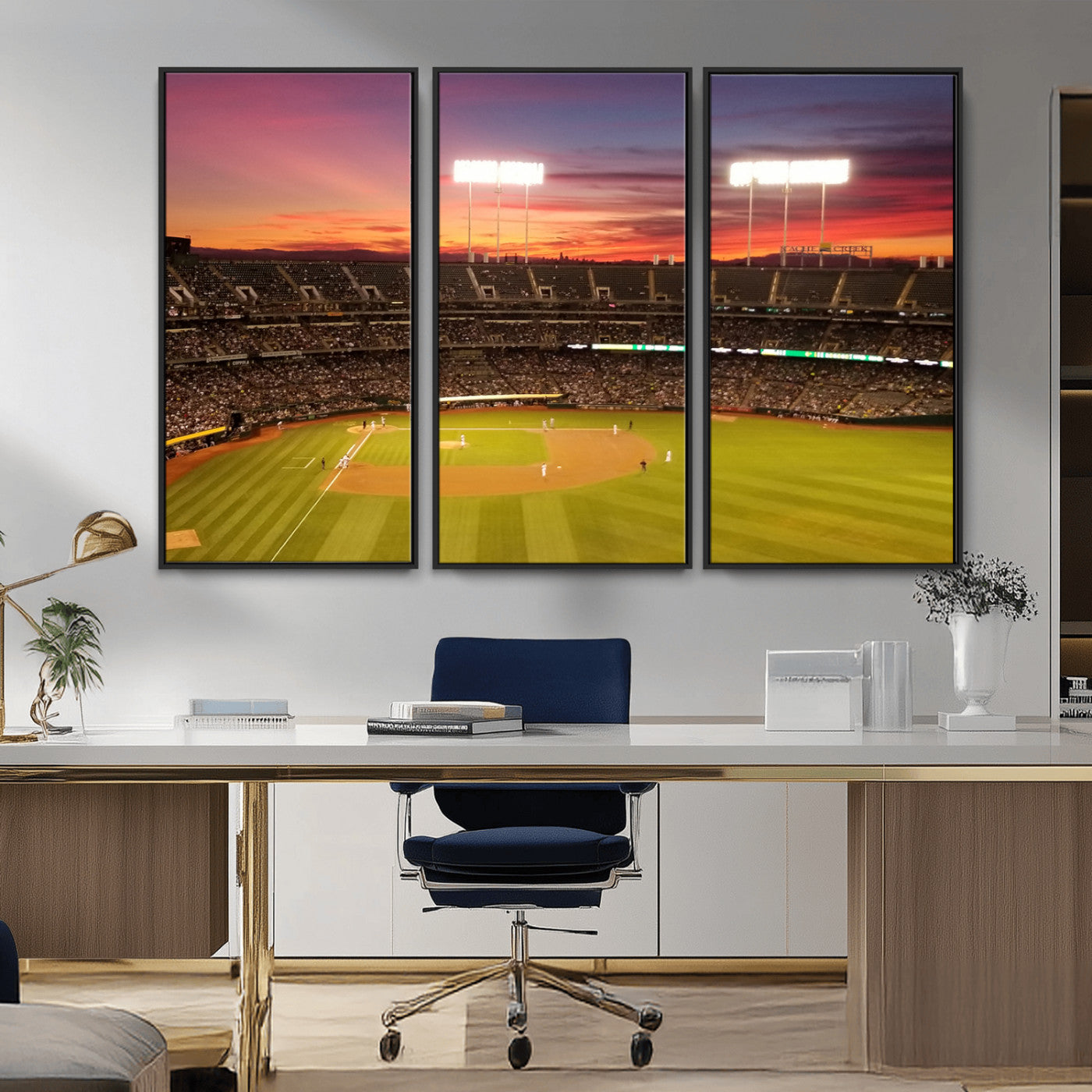 MGV-FC-48X32-3P - Oakland Athletics Baseball Team Print - Oakland Coliseum Stadium Wall Art Canvas Print
