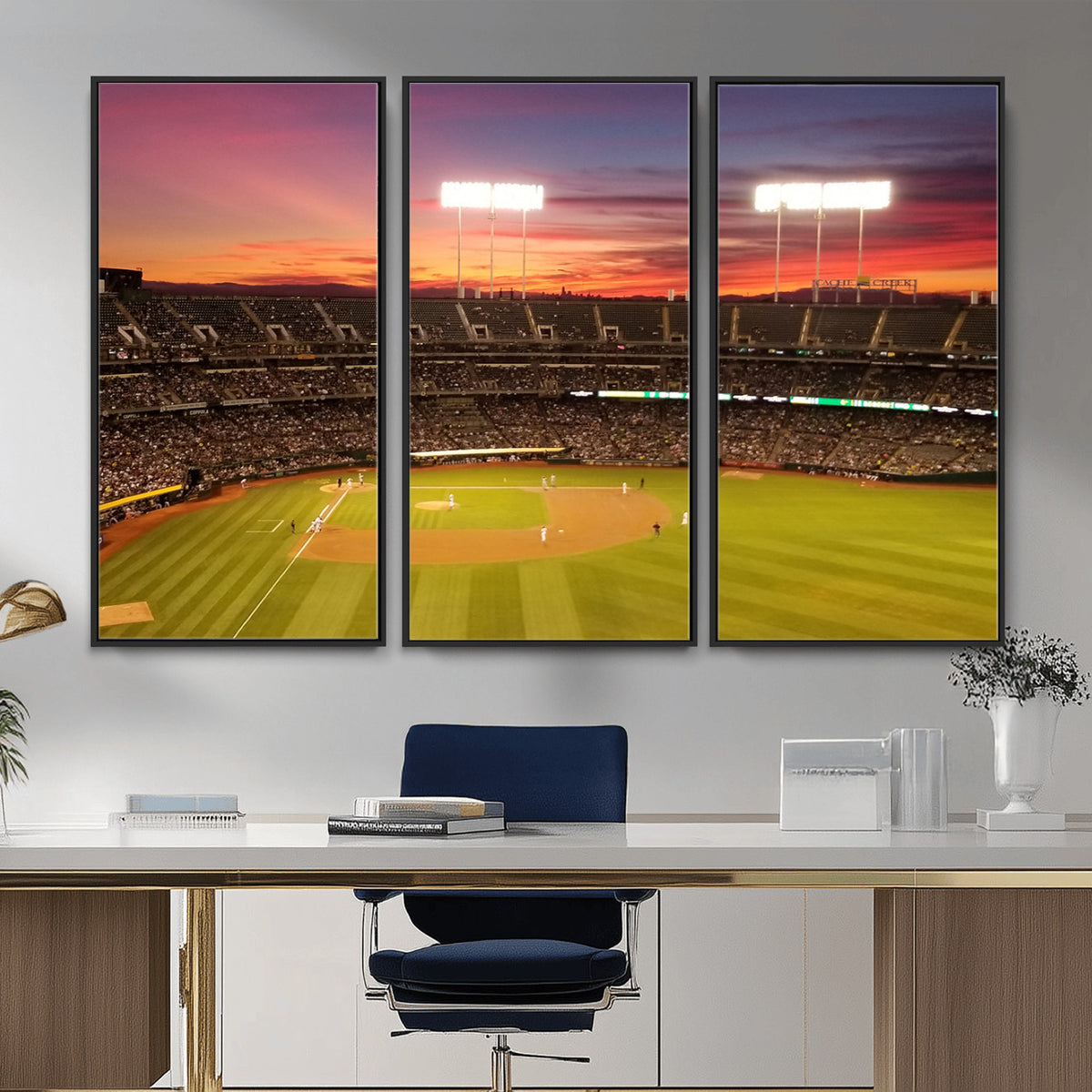 73718-MGV-CV-36X24 - Oakland Athletics Baseball Team Print, Oakland Coliseum
