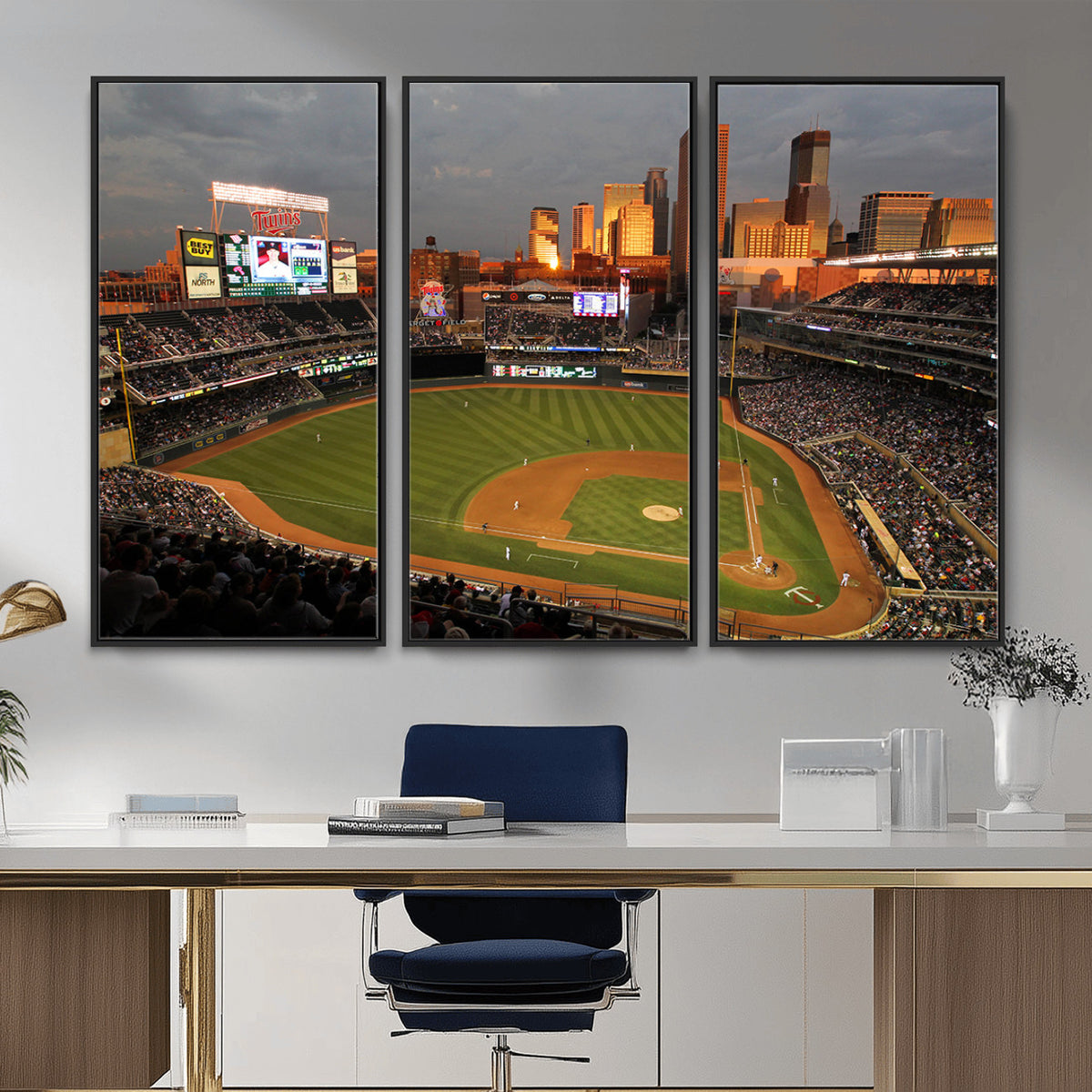 99822-MGV-CV-36X24 - Minnesota Twins Baseball Team Print, Minneapolis Target Field Stadium Wall Art