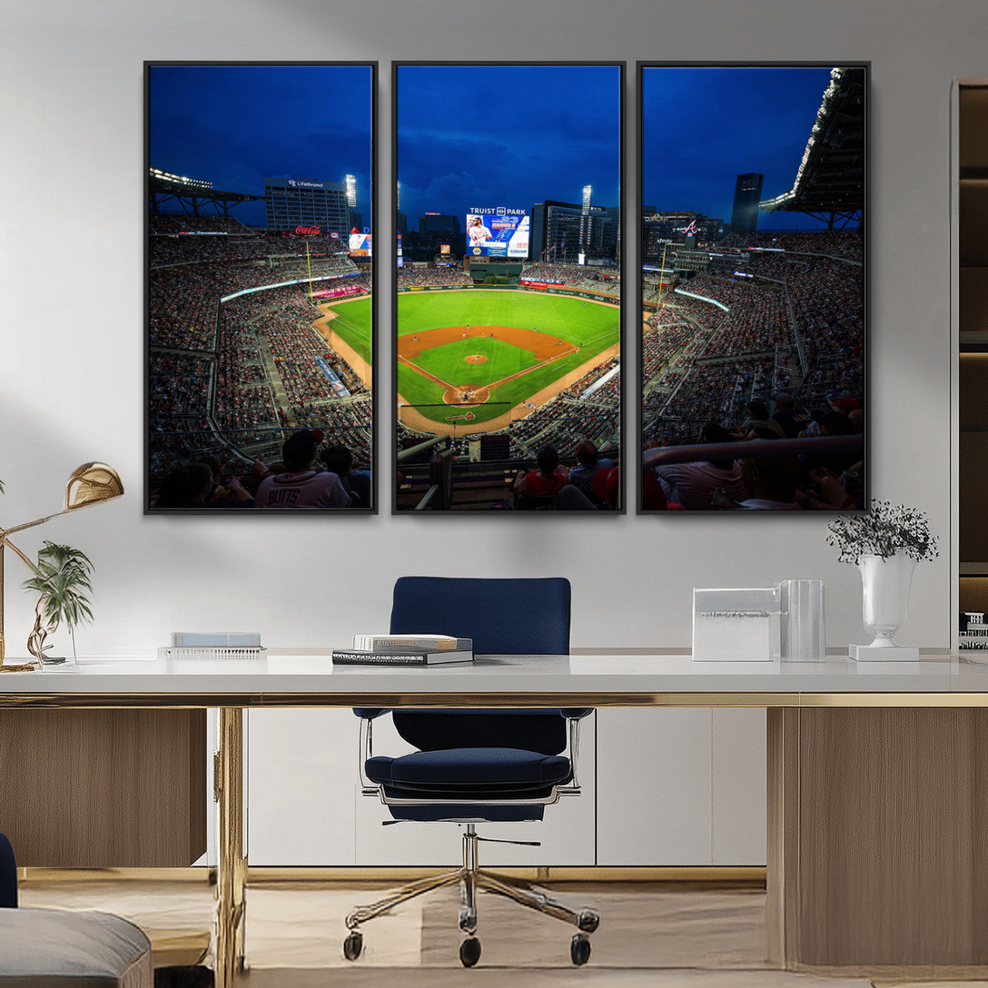 MGV-FC-48X32-3P - Truist Park Night Game Canvas Art - Atlanta Braves Stadium Wall Art Canvas
