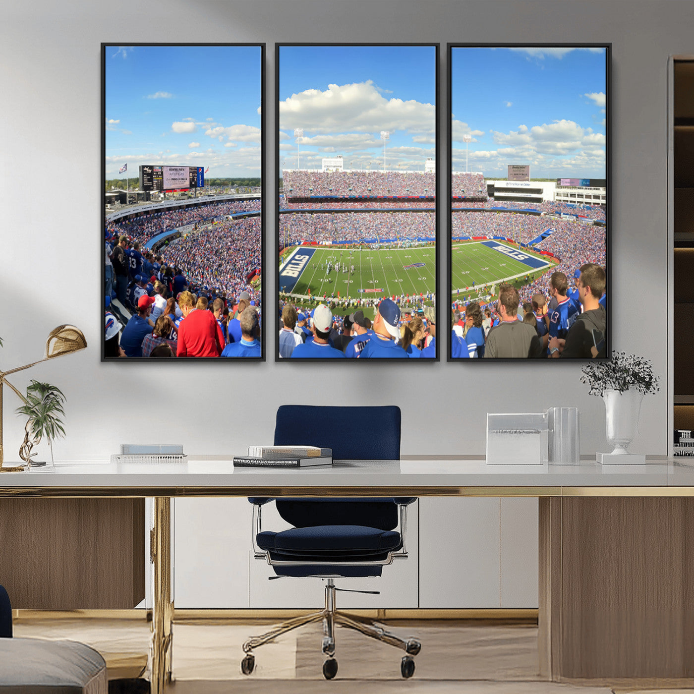 MGV-FC-48X32-3P - Buffalo Bills NFL Football Team Print - Buffalo Highmark Stadium Wall Art Canvas Print