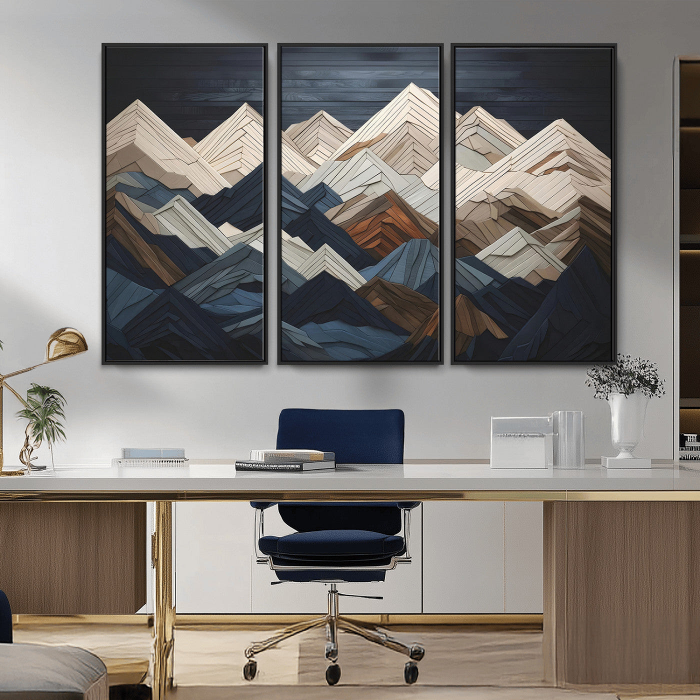 MGV-FC-48X32-3P - Wood Mountain Wall Art | Mountain Canvas Print Wood Decor | Ready to Hang for Cabin Decor