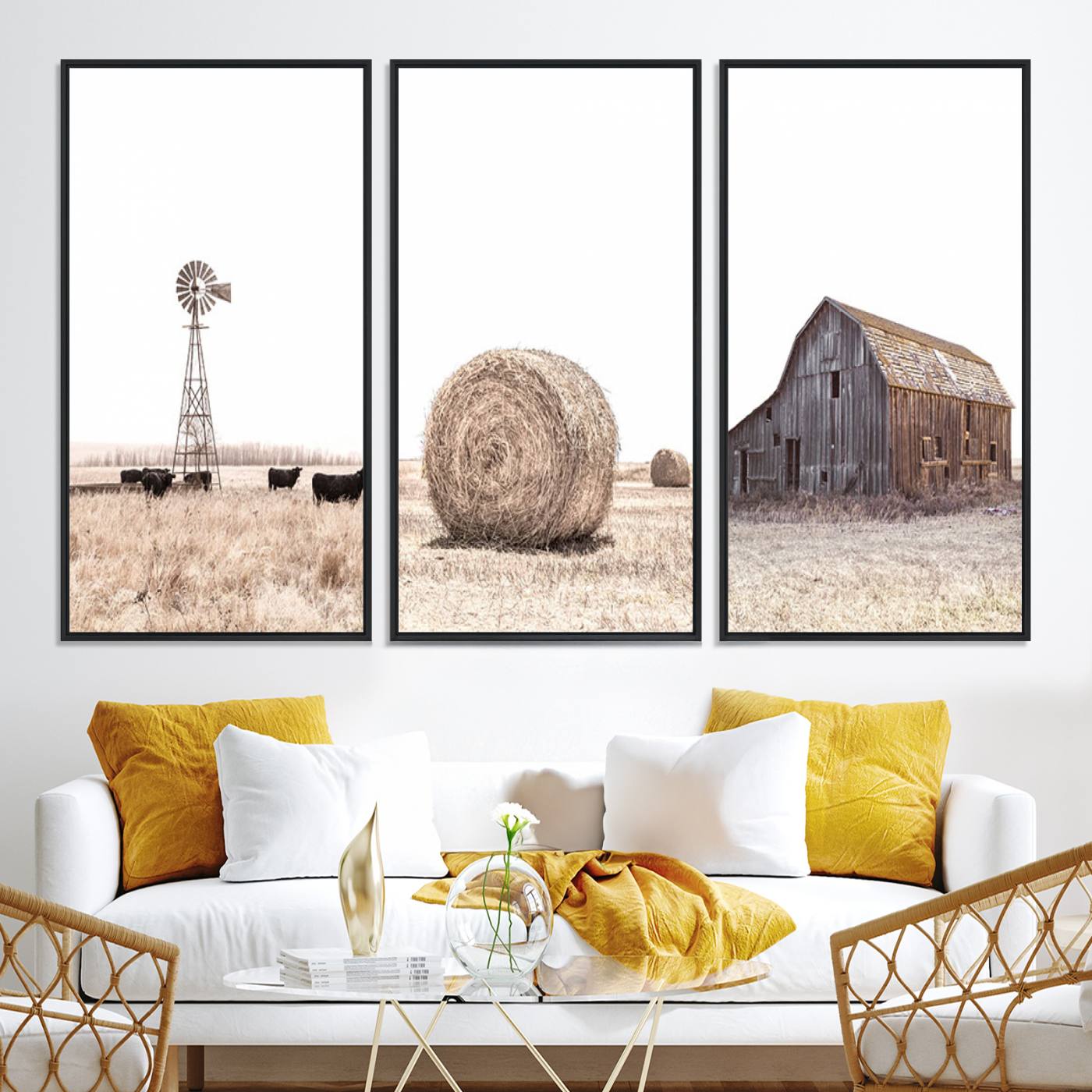 30918-MGV-CV-60X30-3P-Farm Prints Set, Set of 6 Farmhouse Wall Art, Country House Decor, Barn Print, Wheat Print, Farmhouse Wall Art, Gallery Wall Art, Farm Print