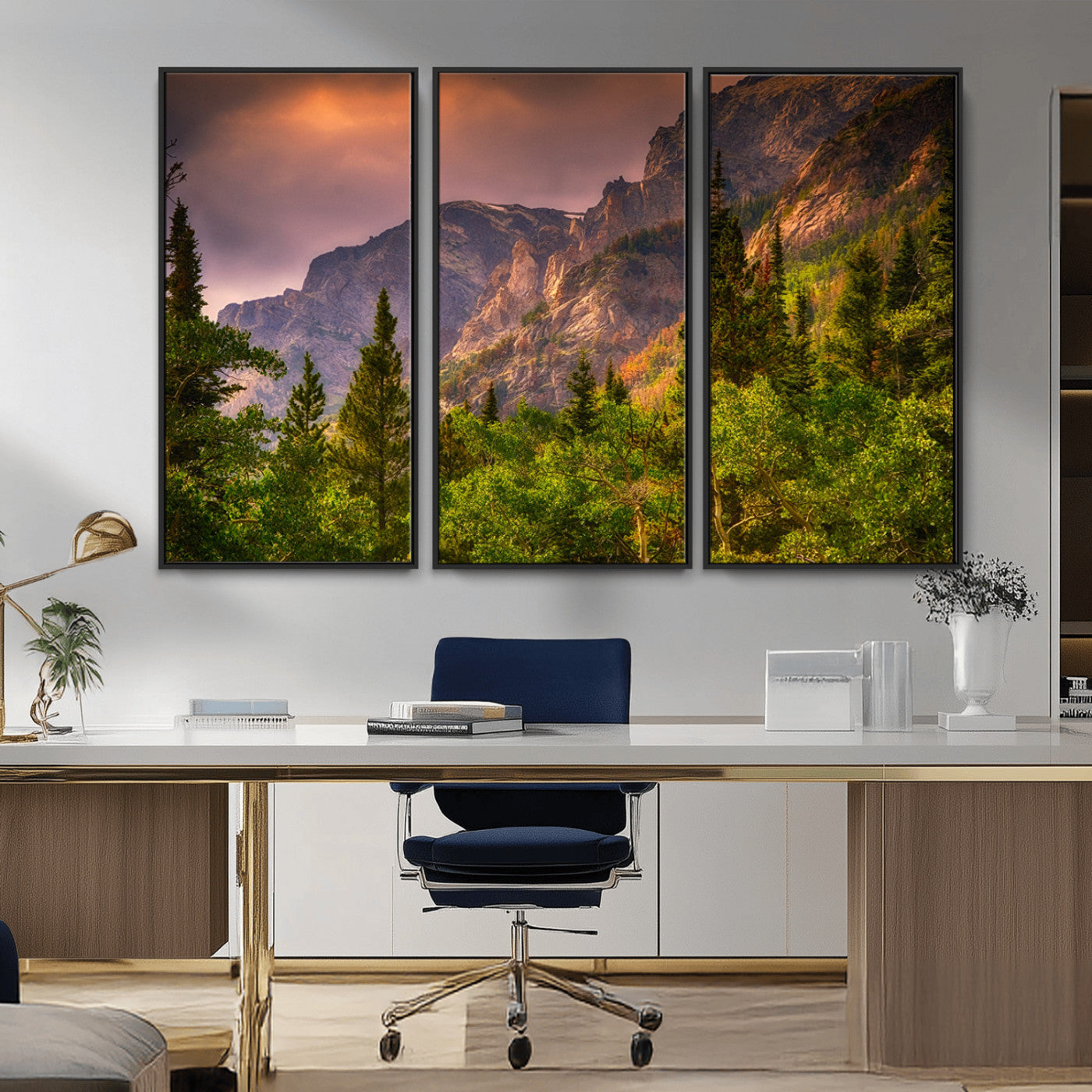 MGV-FC-48X32-3P - Colorado Rockies Mountains Wall Art Canvas Print | Ready to Hang  Framed Mountain Landscape