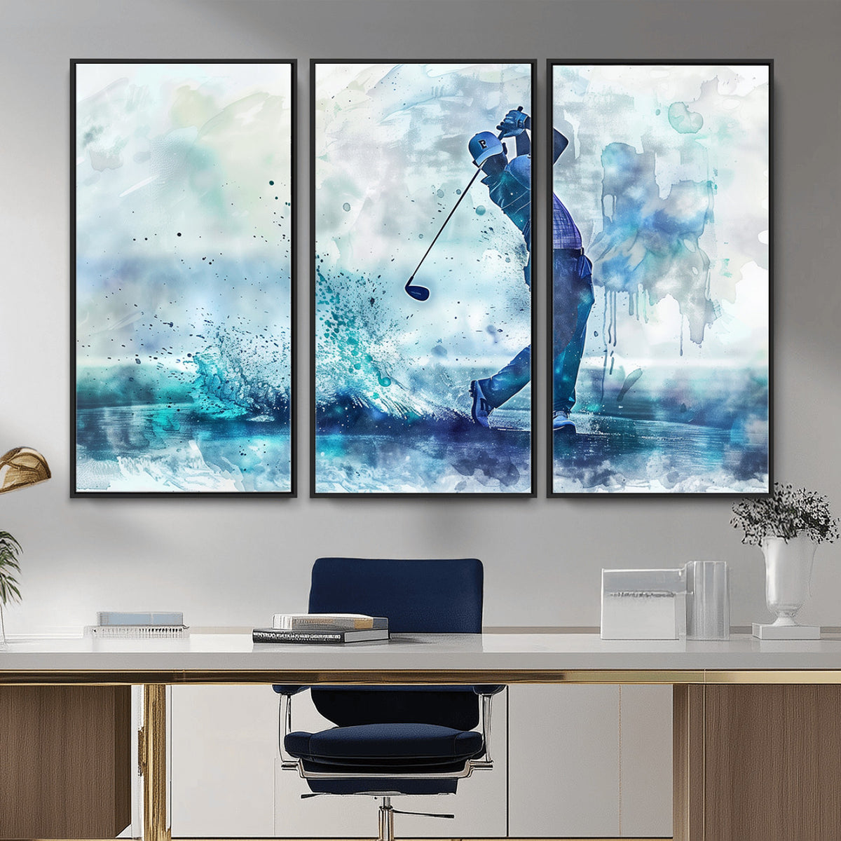 45328-MGV-CV-36X24 - Watercolor Abstract Golf Swing Wall Art Canvas Print