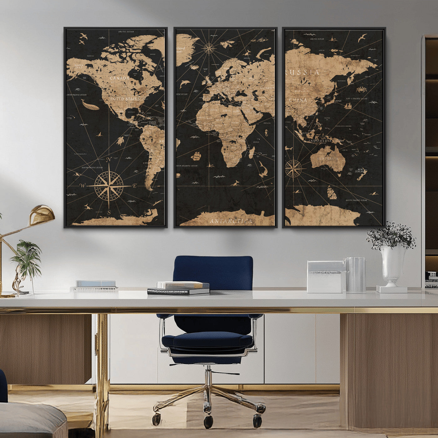 61023-MGV-CV-36X24-World Map Canvas Print – Framed Wall Art for Home Decor