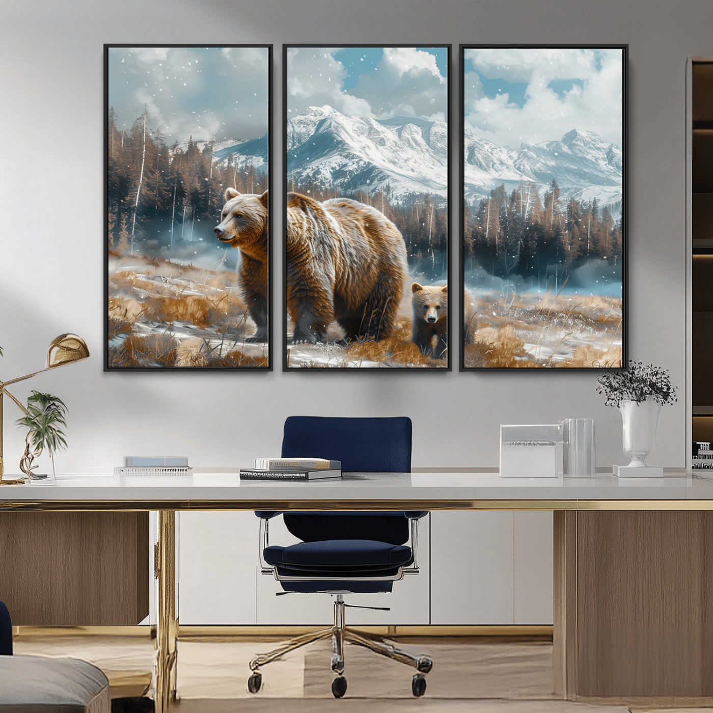 MGV-FC-48X32-3P - Bear and Baby Bear Wall Art Canvas Print