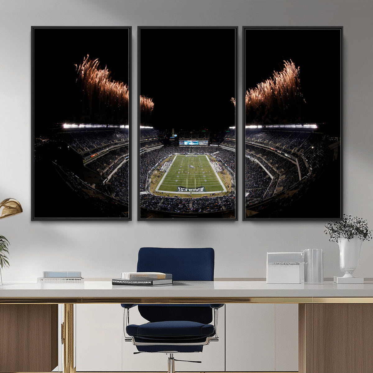 89680-MGV-CV-36X24 - Eagles Field Stadium Wall Art, Philadelphia Eagles Football, Framed and Ready to Hang