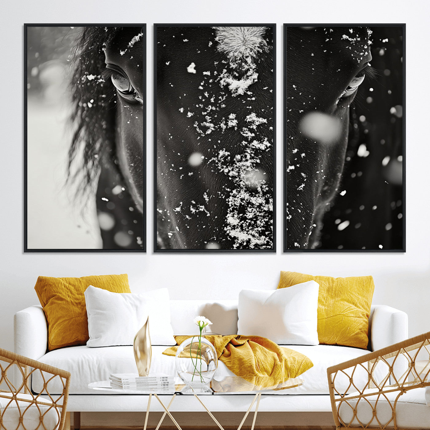73281-MGV-CV-36X24-Winter Horse Snow Wall Art Canvas Print