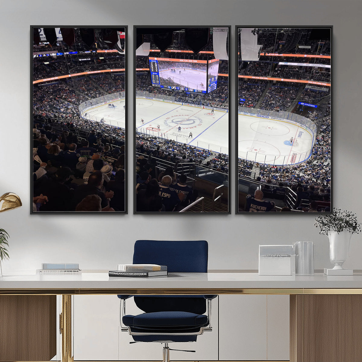 51641-MGV-CV-36X24 - Amalie Arena Florida Wall Art Canvas Print, NHL Hockey, Framed and Ready to Hang