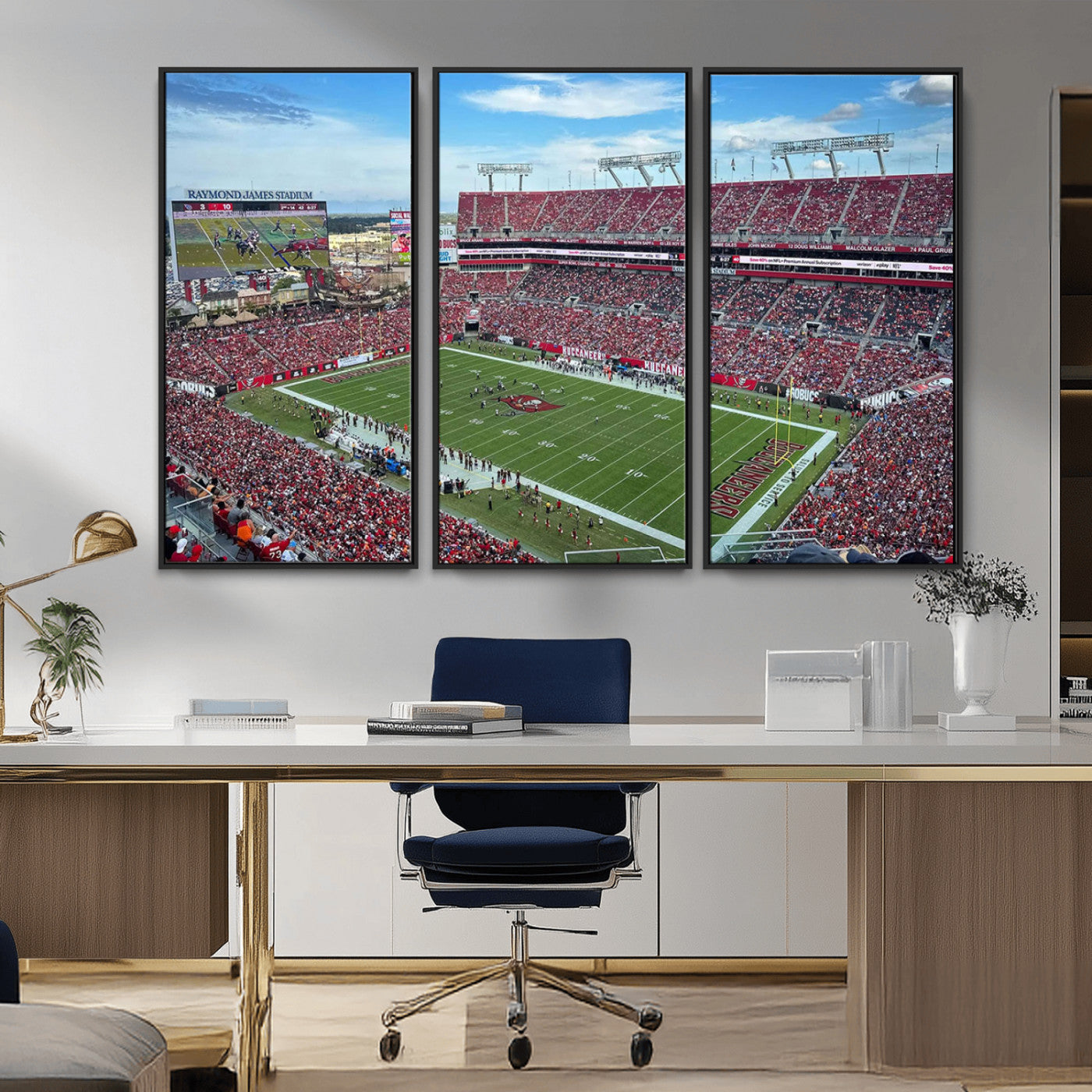 MGV-FC-48X32-3P - Florida Tampa Raymond James Stadium Wall Art Canvas Print - NFL Football Stadium Print Canvas