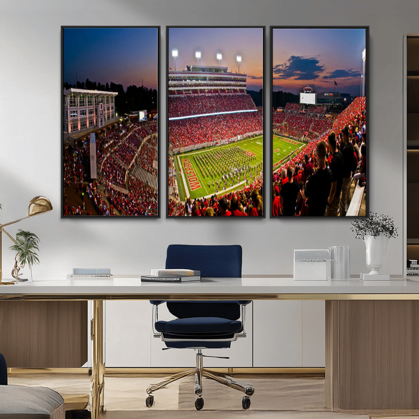 MGV-FC-48X32-3P - NC State Wolfpack Football Team Print - Raleigh Carter-Finley Stadium Wall Art Canvas Print