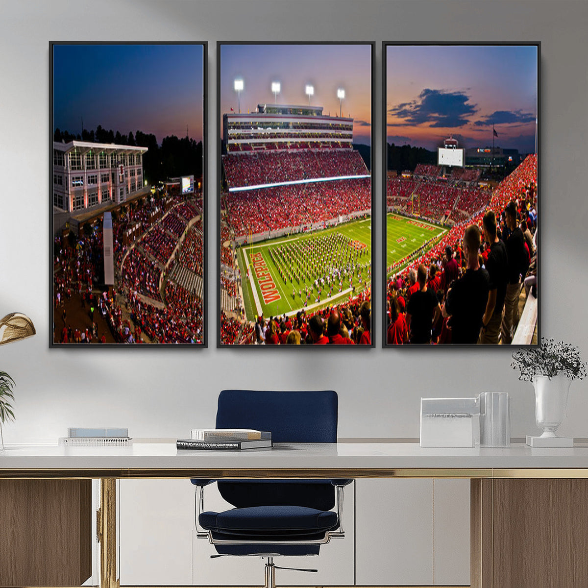 87655-MGV-CV-36X24 - NC State Wolfpack Football Team Print - Raleigh Carter-Finley Stadium Wall Art Canvas Print
