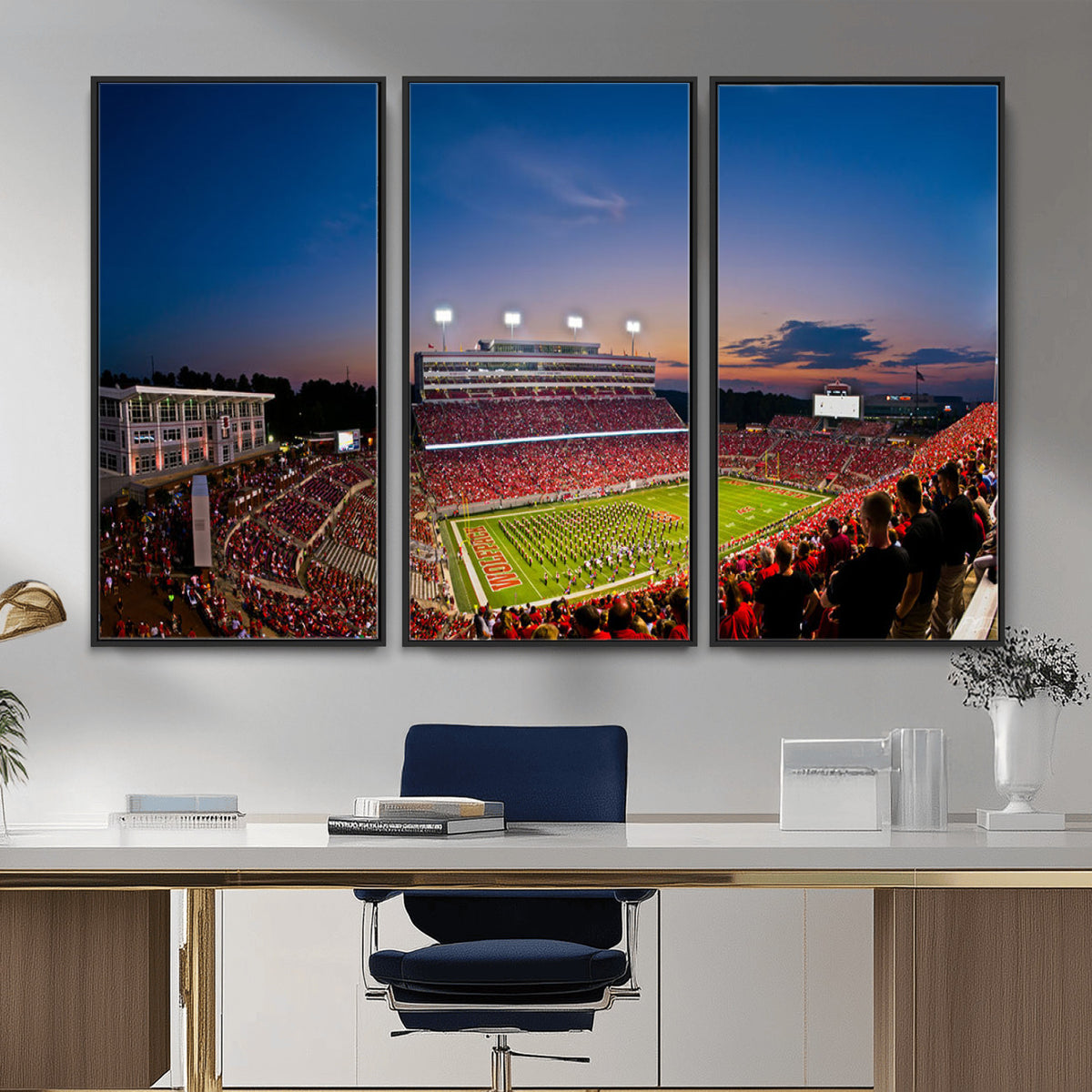 33313-MGV-CV-36X24 - NC State Wolfpack Football Team Print - Raleigh Carter-Finley Stadium Wall Art Canvas Print