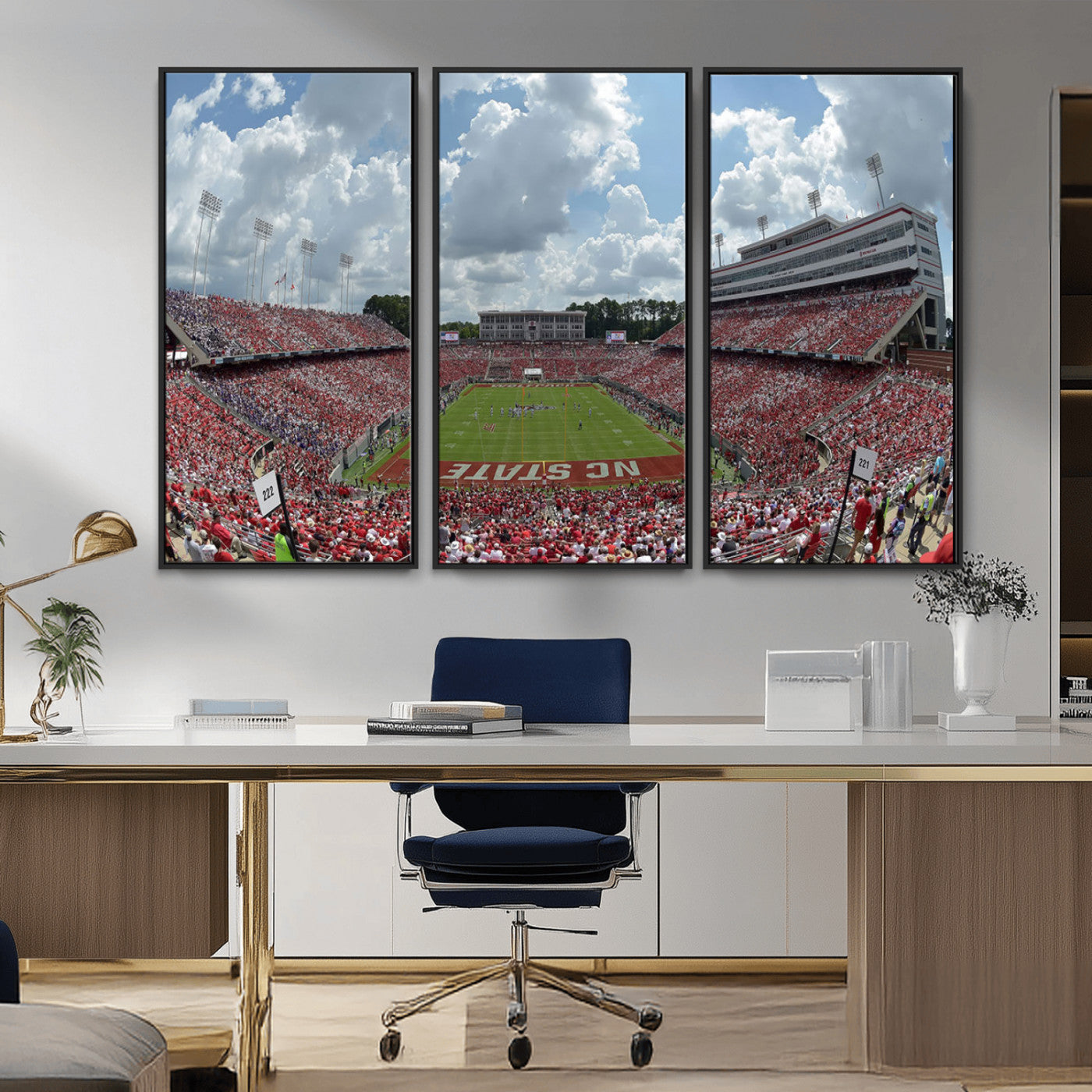 MGV-FC-48X32-3P - NC State Wolfpack Football Team Print Canvas- Raleigh Carter-Finley Stadium Wall Art Canvas Print