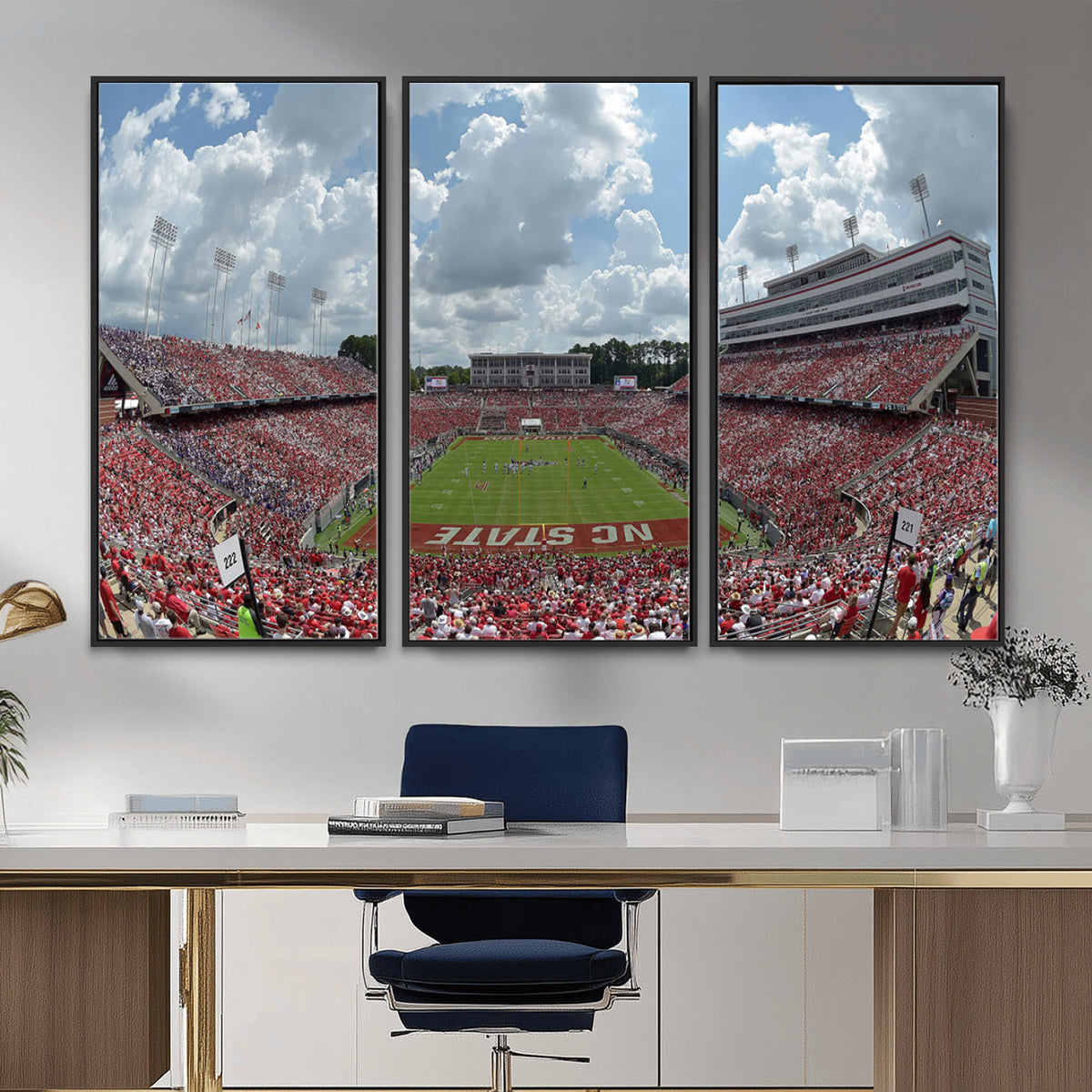 30640-MGV-CV-36X24 - NC State Wolfpack Football Team Print Canvas- Raleigh Carter-Finley Stadium Wall Art Canvas Print