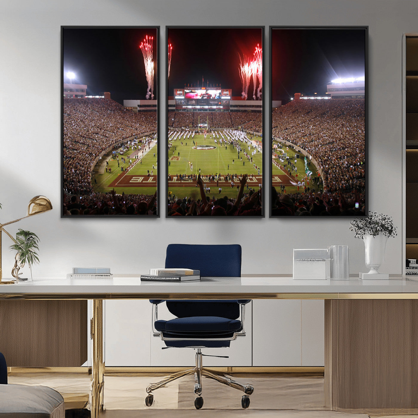 MGV-FC-48X32-3P - Framed Florida State Seminoles Football Team Print - Tallahassee Doak Campbell Stadium Wall Art