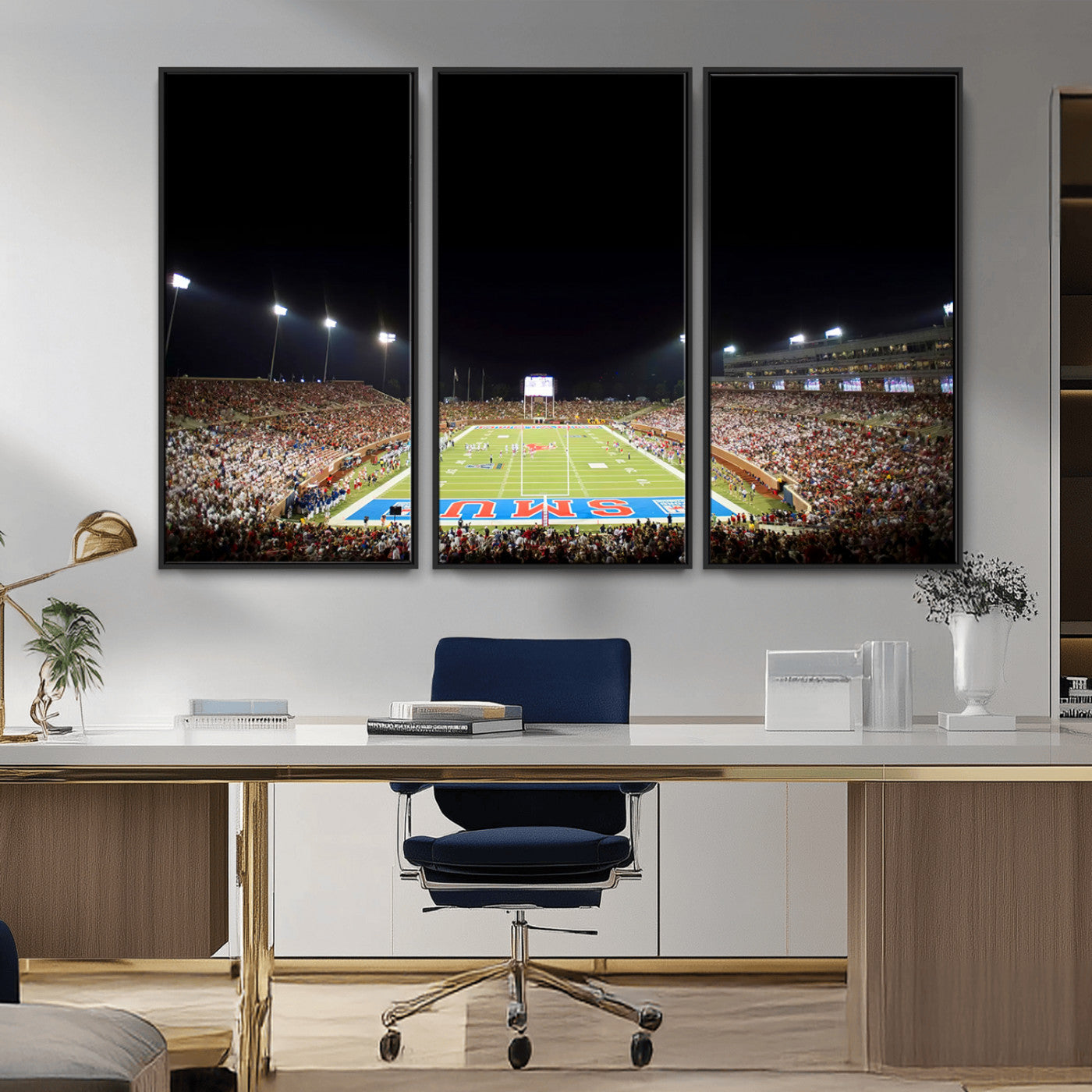 MGV-FC-48X32-3P - SMU Mustangs Football Team Print - Dallas Gerald J. Ford Stadium Wall Art Canvas Print