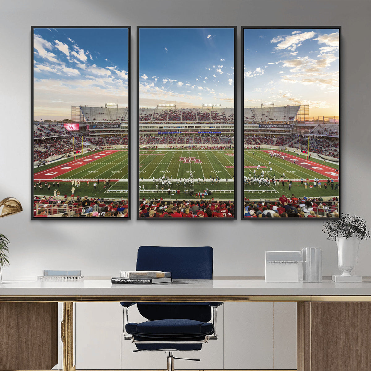 36612-MGV-CV-36X24 - Framed Houston Cougars Football Team Print - Houston TDECU Stadium Wall Art Canvas Print