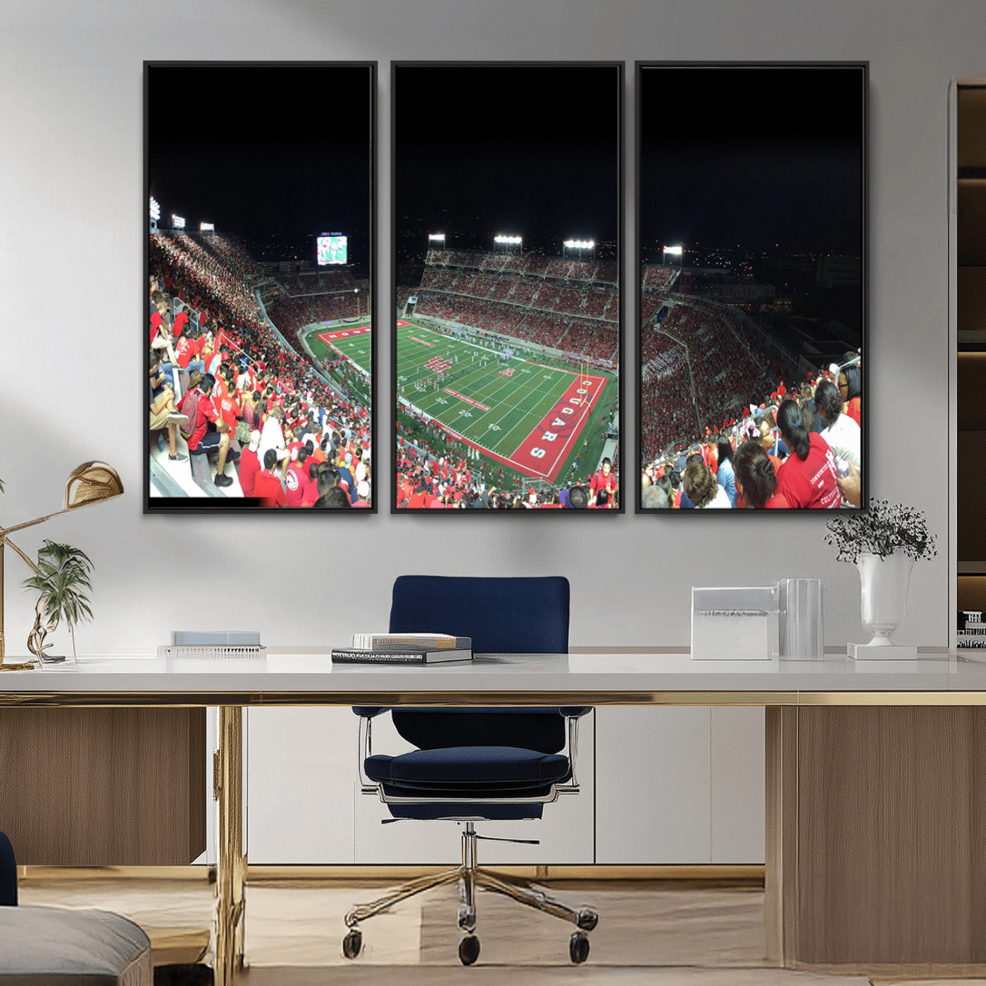 MGV-FC-48X32-3P - Houston Cougars Football Team Print - Houston TDECU Stadium Wall Art Canvas Print