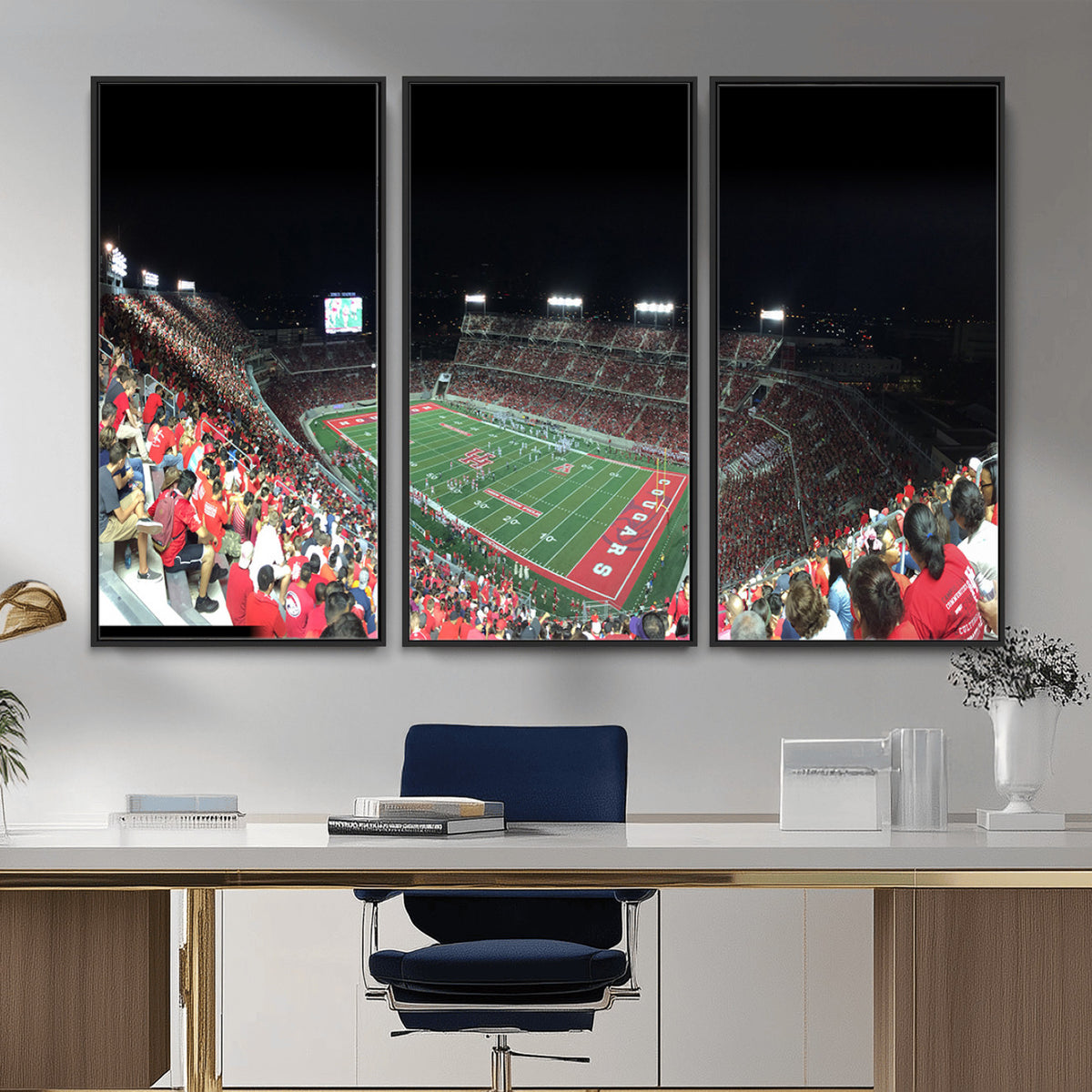 67036-MGV-CV-36X24 - Houston Cougars Football Team Print - Houston TDECU Stadium Wall Art Canvas Print