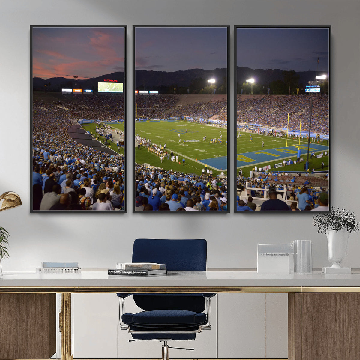 90359-MGV-CV-36X24 - UCLA Bruins Football Team Print - Pasadena Rose Bowl Stadium Wall Art Canvas Print