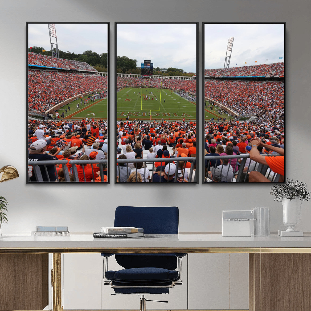 63606-MGV-CV-36X24 - Virginia Cavaliers Football Team Print - Charlottesville Scott Stadium Print Wall Art Canvas