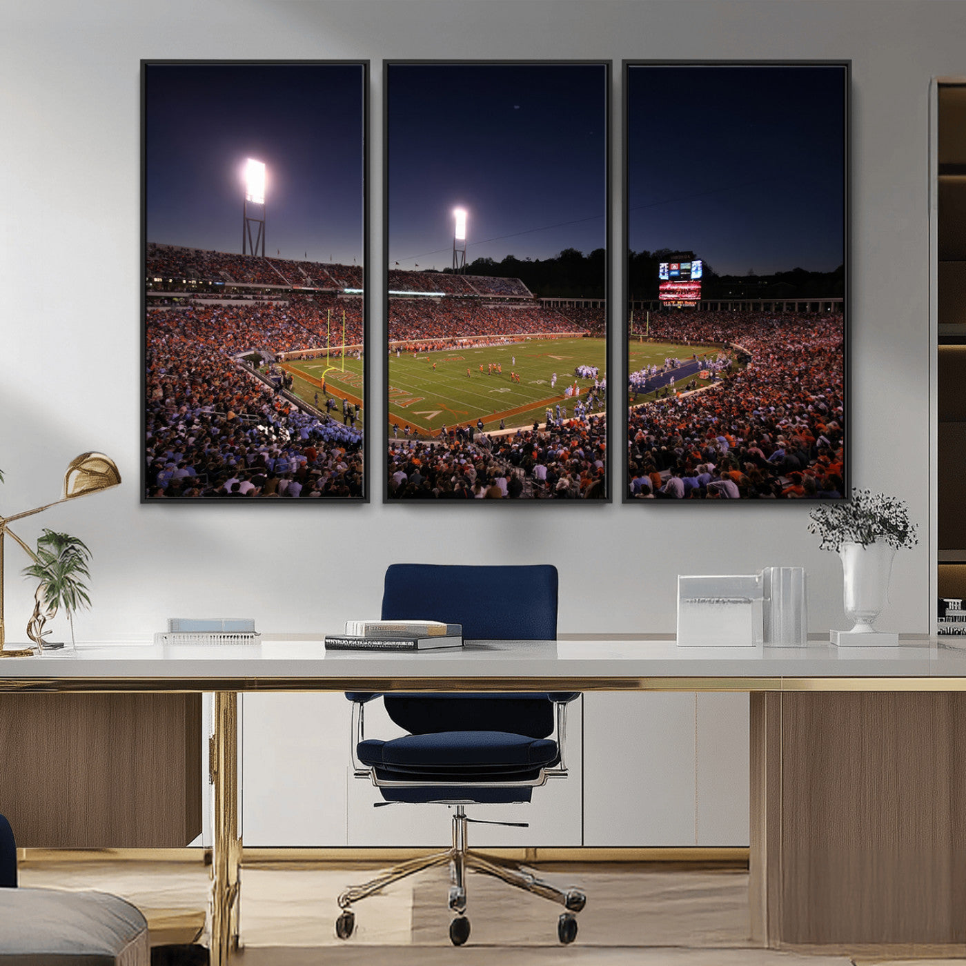 MGV-FC-48X32-3P - Virginia Cavaliers Football Team Print - Charlottesville Scott Stadium Canvas Print Wall Art
