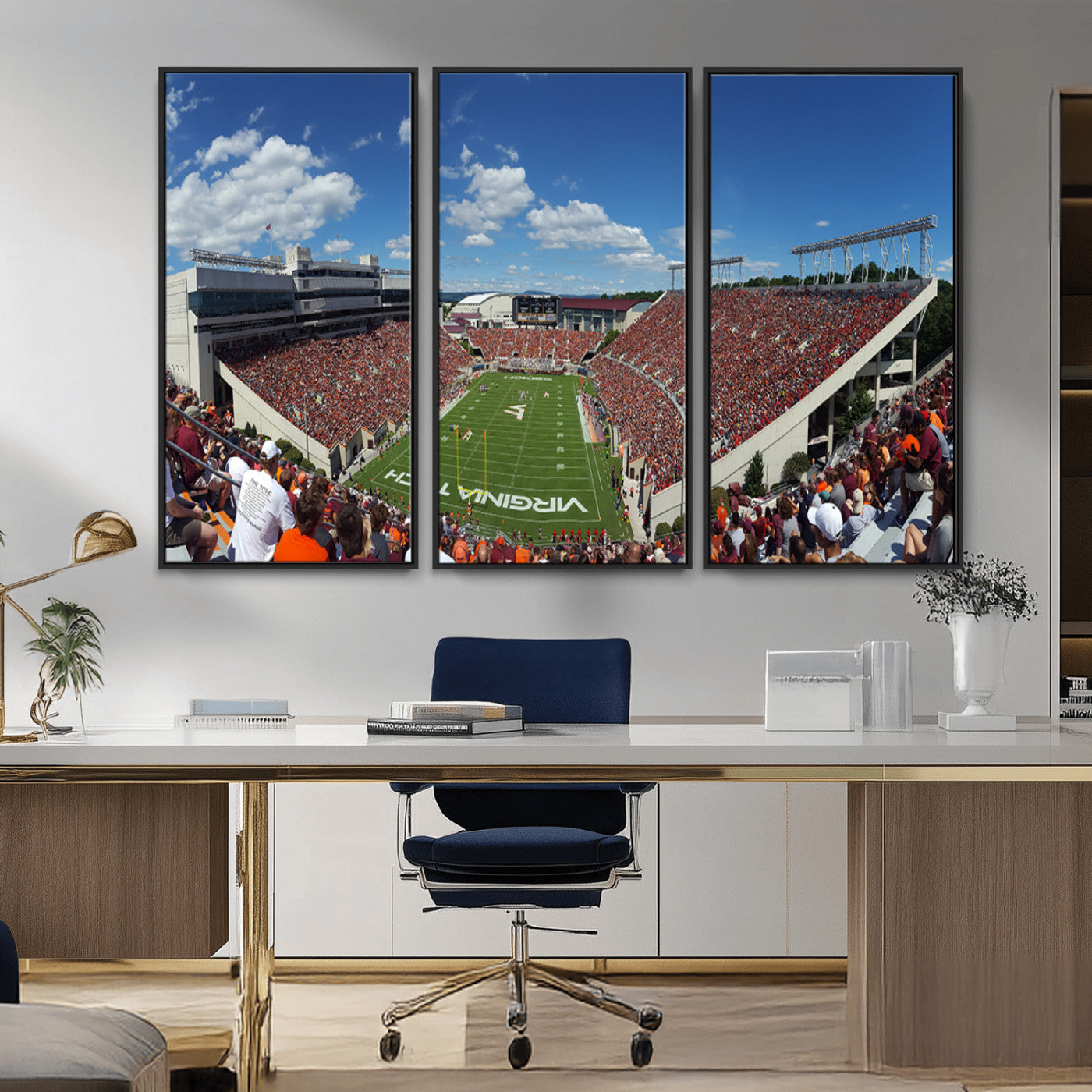 MGV-FC-48X32-3P - Virginia Tech Hokies Football Team Print - Blacksburg Lane Stadium Wall Art Canvas Print