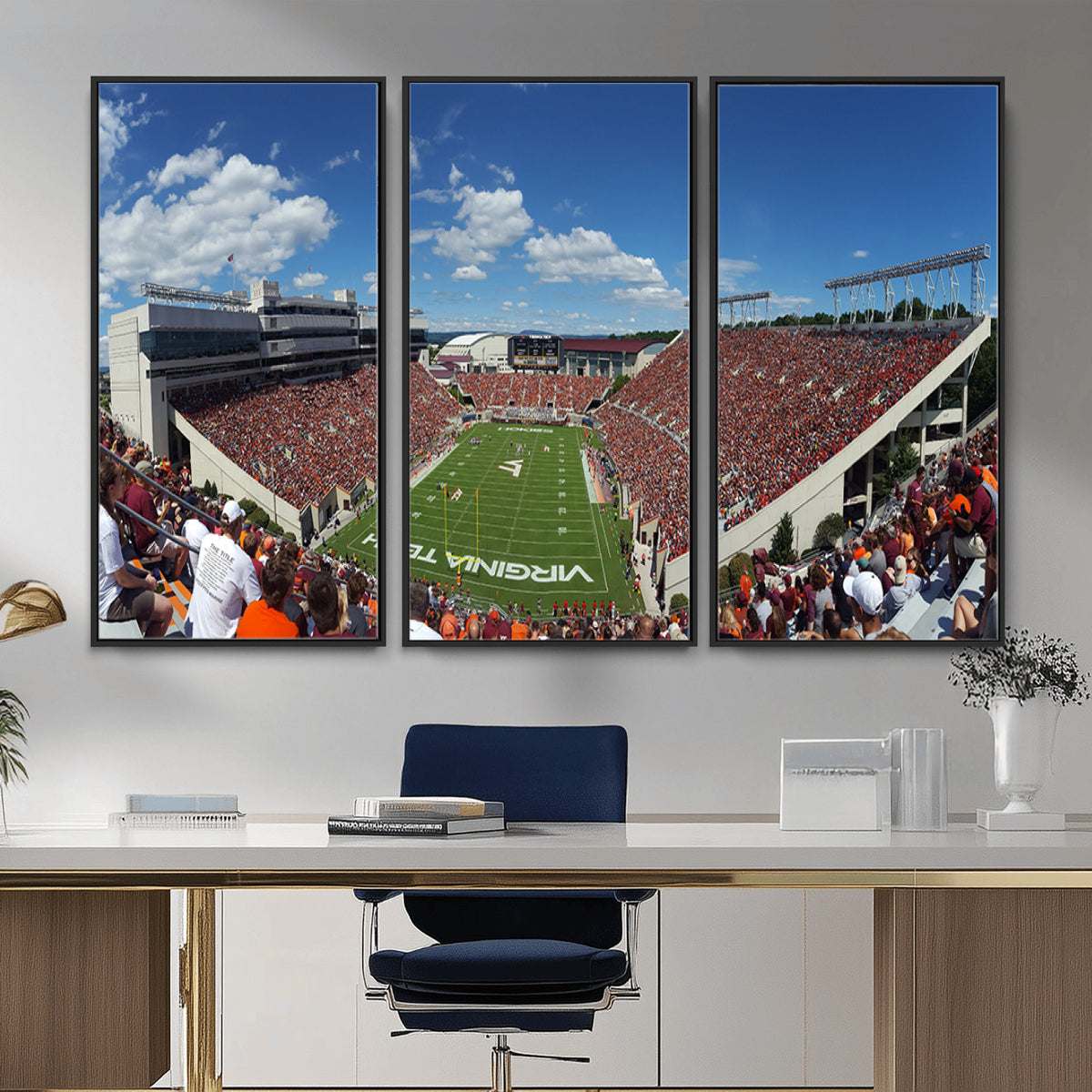 87769-MGV-CV-36X24 - Virginia Tech Hokies Football Team Print - Blacksburg Lane Stadium Wall Art Canvas Print