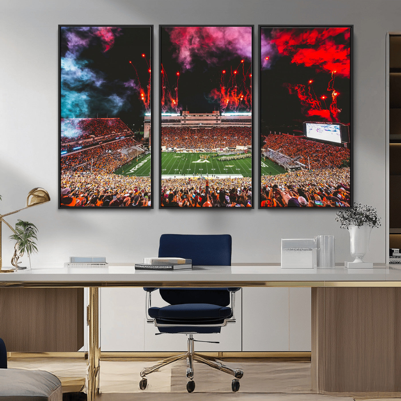 MGV-FC-48X32-3P - Virginia Tech Hokies Football Team Print - Blacksburg Lane Stadium Wall Art Canvas Print