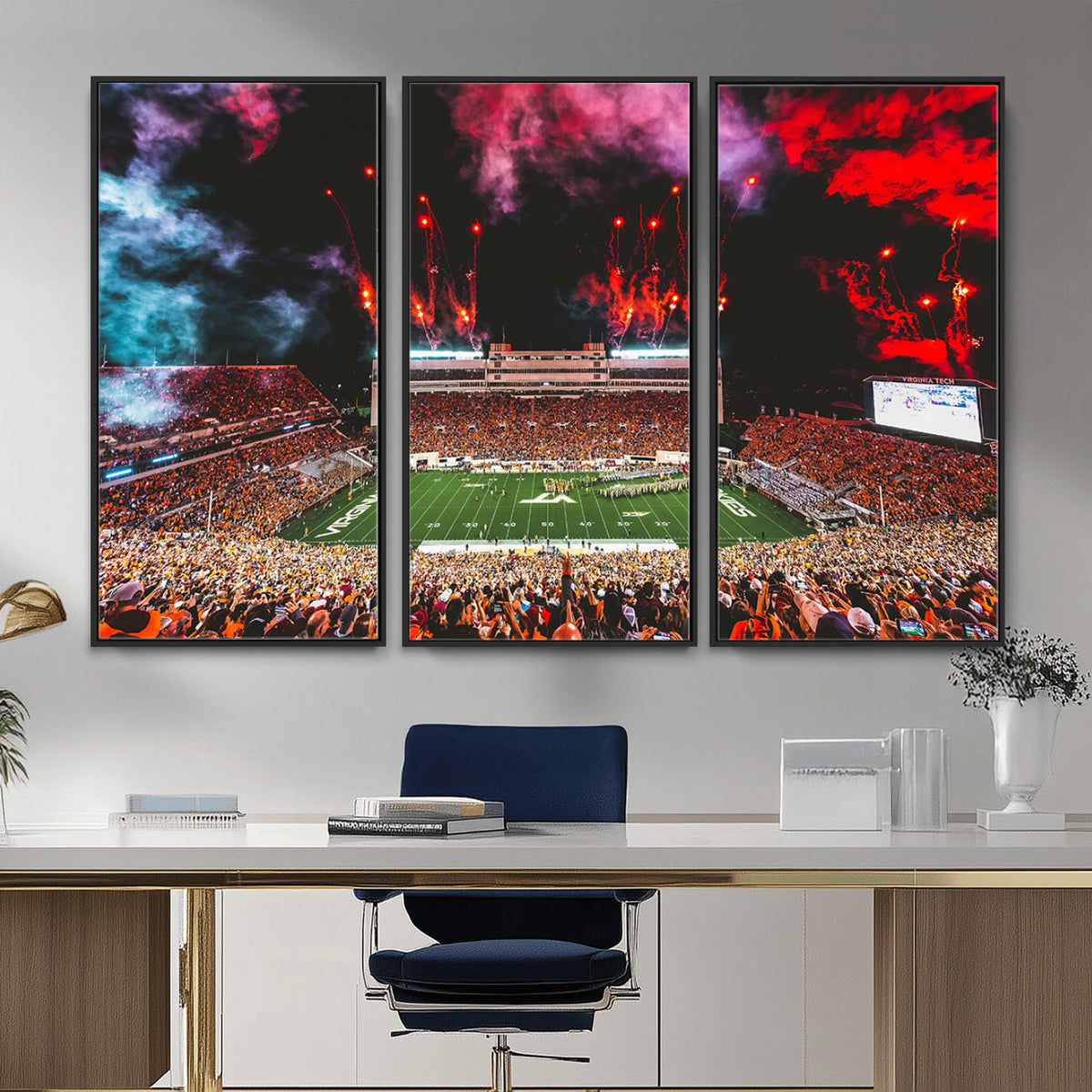 65761-MGV-CV-36X24 - Virginia Tech Hokies Football Team Print - Blacksburg Lane Stadium Wall Art Canvas Print
