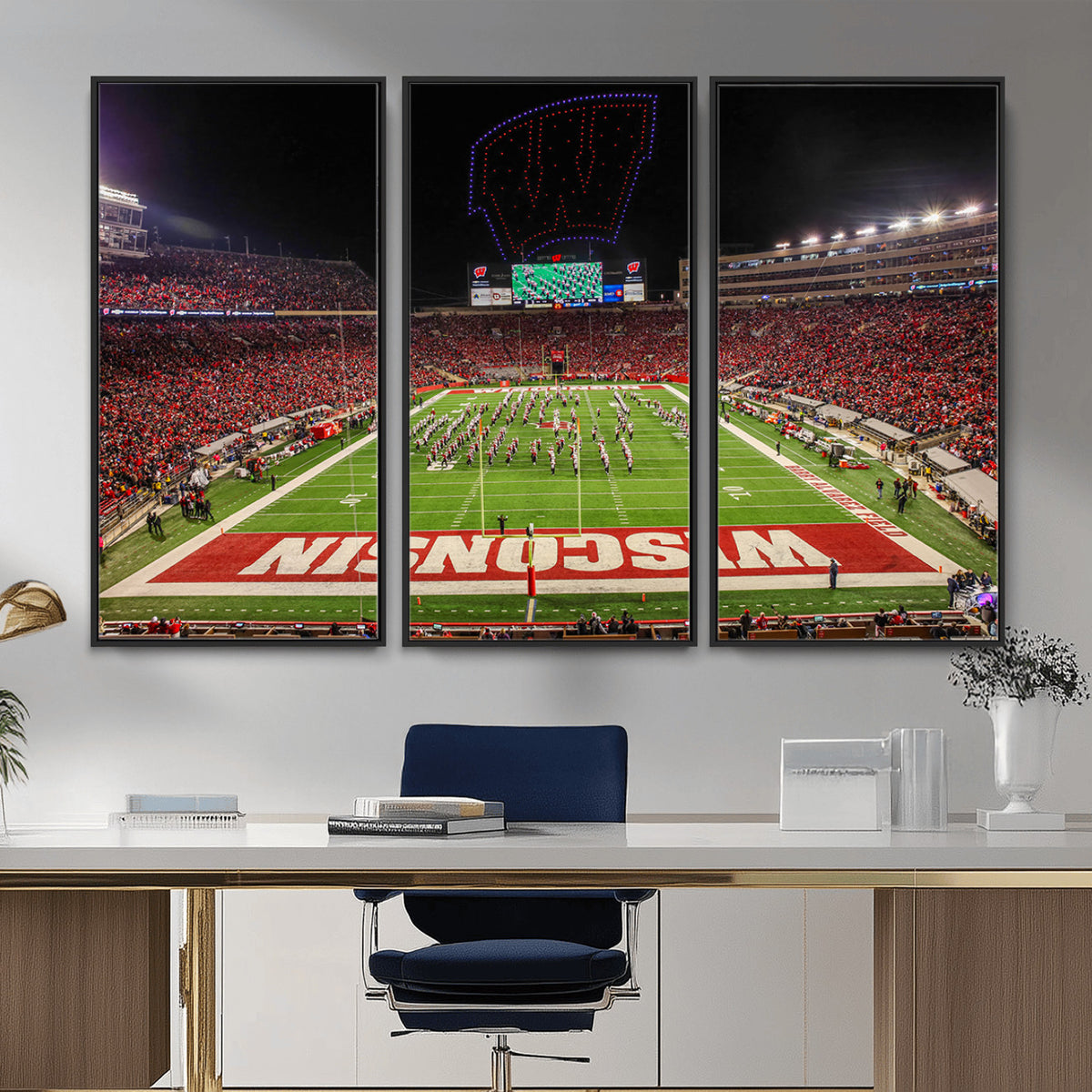 34125-MGV-CV-36X24 - Wisconsin Badgers Football Team Print Canvas- Madison Camp Randall Stadium Wall Art Canvas Print