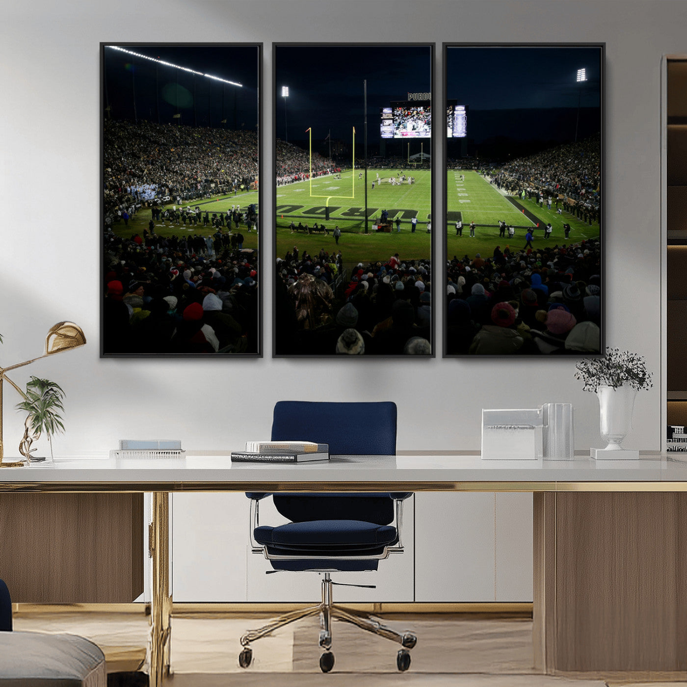 MGV-FC-48X32-3P - Purdue Boilermakers Football Team Print - West Lafayette Ross–Ade Stadium Wall Art Canvas Print