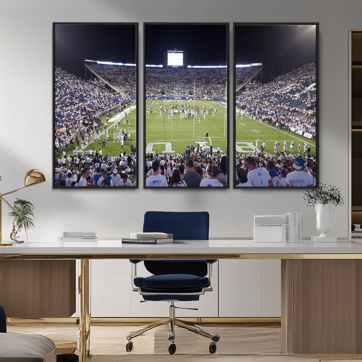 MGV-FC-48X32-3P - Brigham Young University Cougars Football Print Canvas - Provo LaVell Edwards Stadium Wall Art