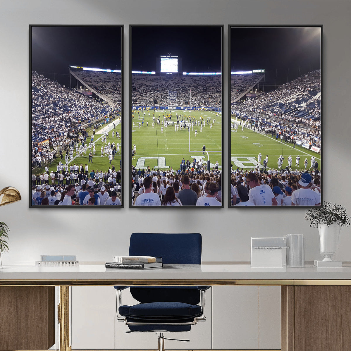 65036-MGV-CV-36X24 - Brigham Young University Cougars Football Print Canvas - Provo LaVell Edwards Stadium Wall Art