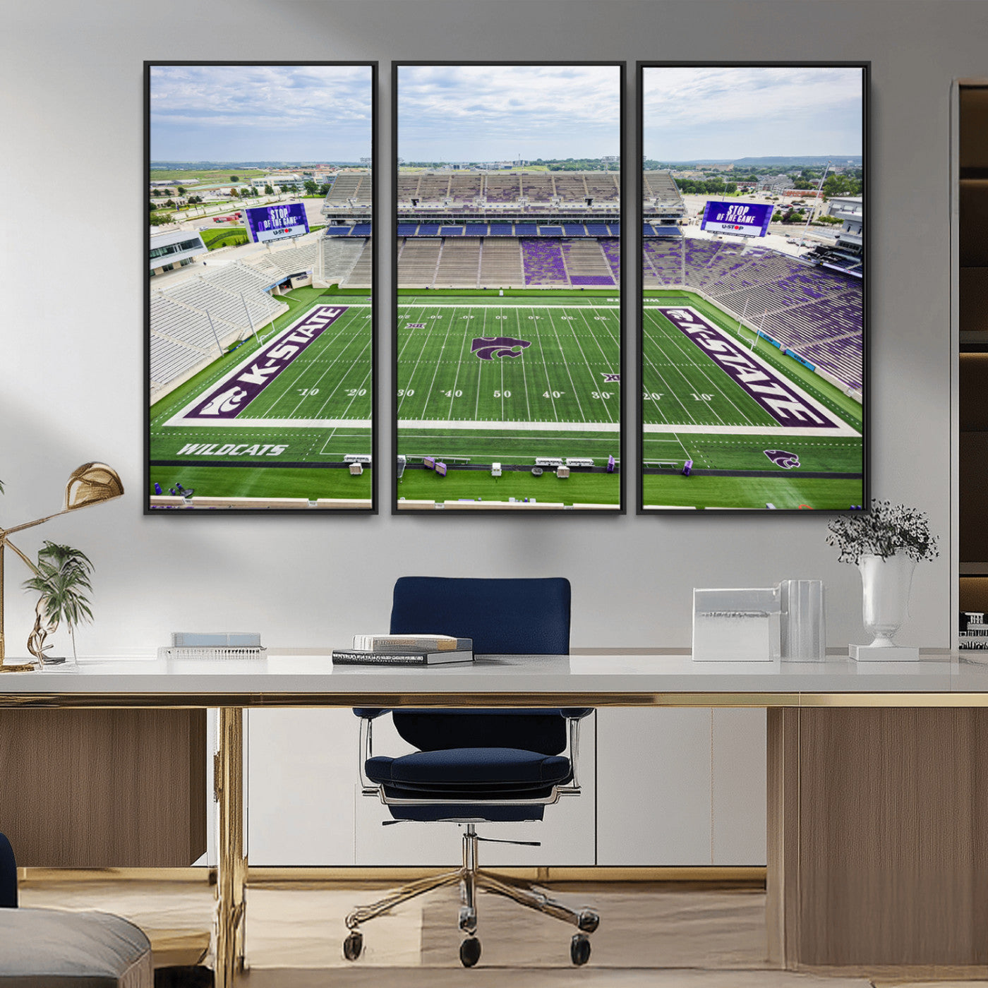 MGV-FC-48X32-3P - KState Wildcats Football Team Print - Manhattan Bill Snyder Family Football Stadium Wall Art Canvas