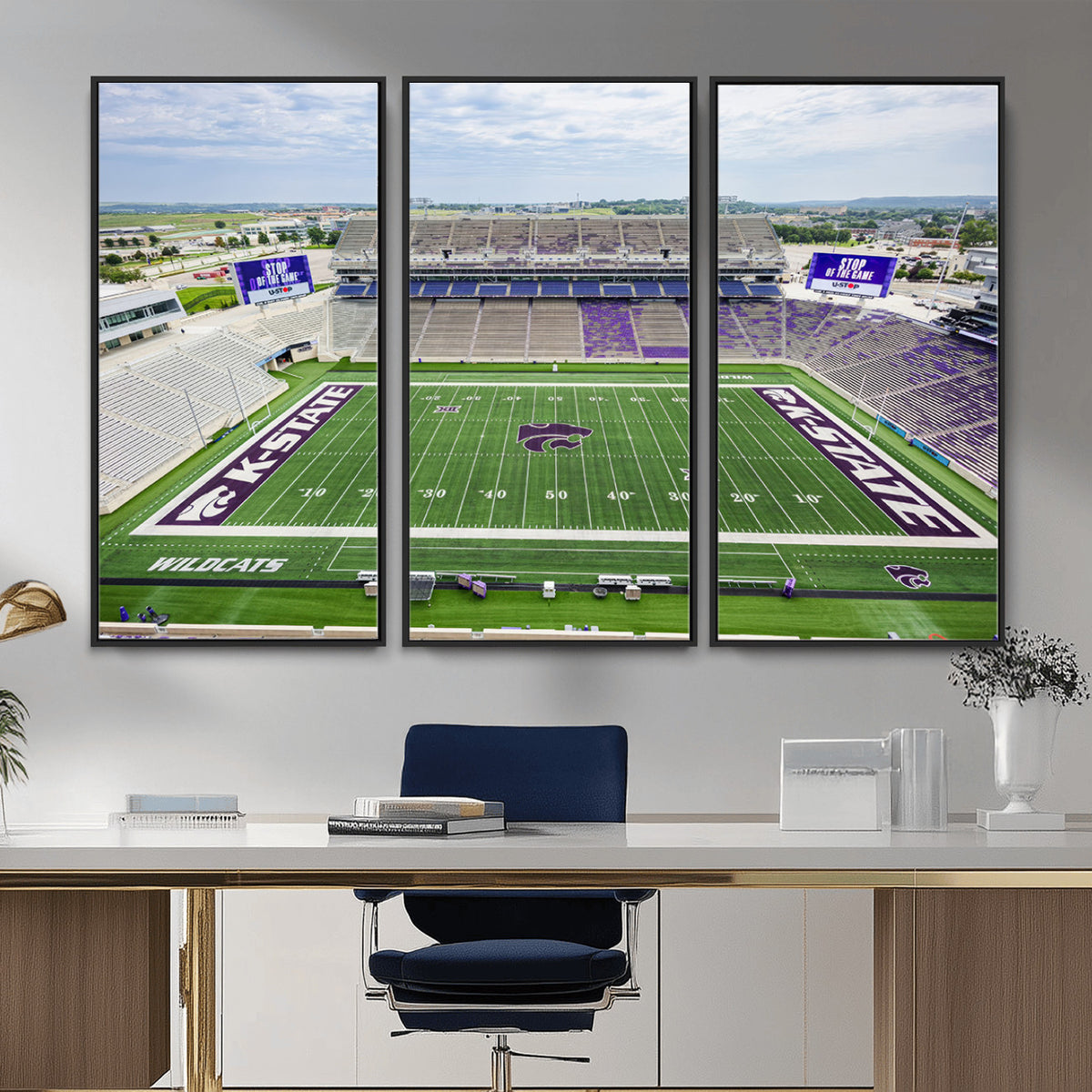 29452-MGV-CV-36X24 - KState Wildcats Football Team Print - Manhattan Bill Snyder Family Football Stadium Wall Art Canvas